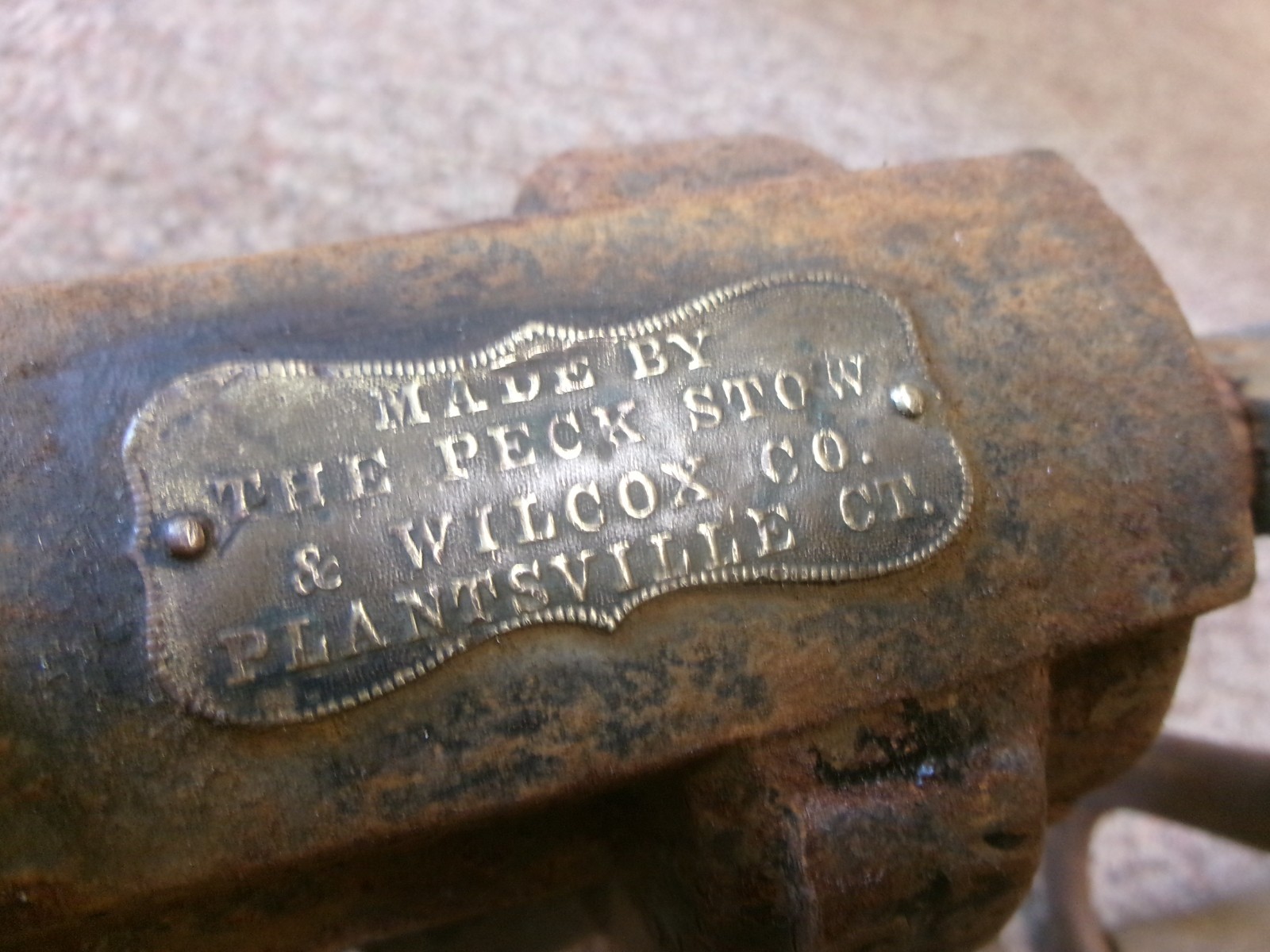 1867 ANTIQUE PECK STOW & WILCOX CO. METAL WORKING TOOL LARGE BURRING HAND CRANK