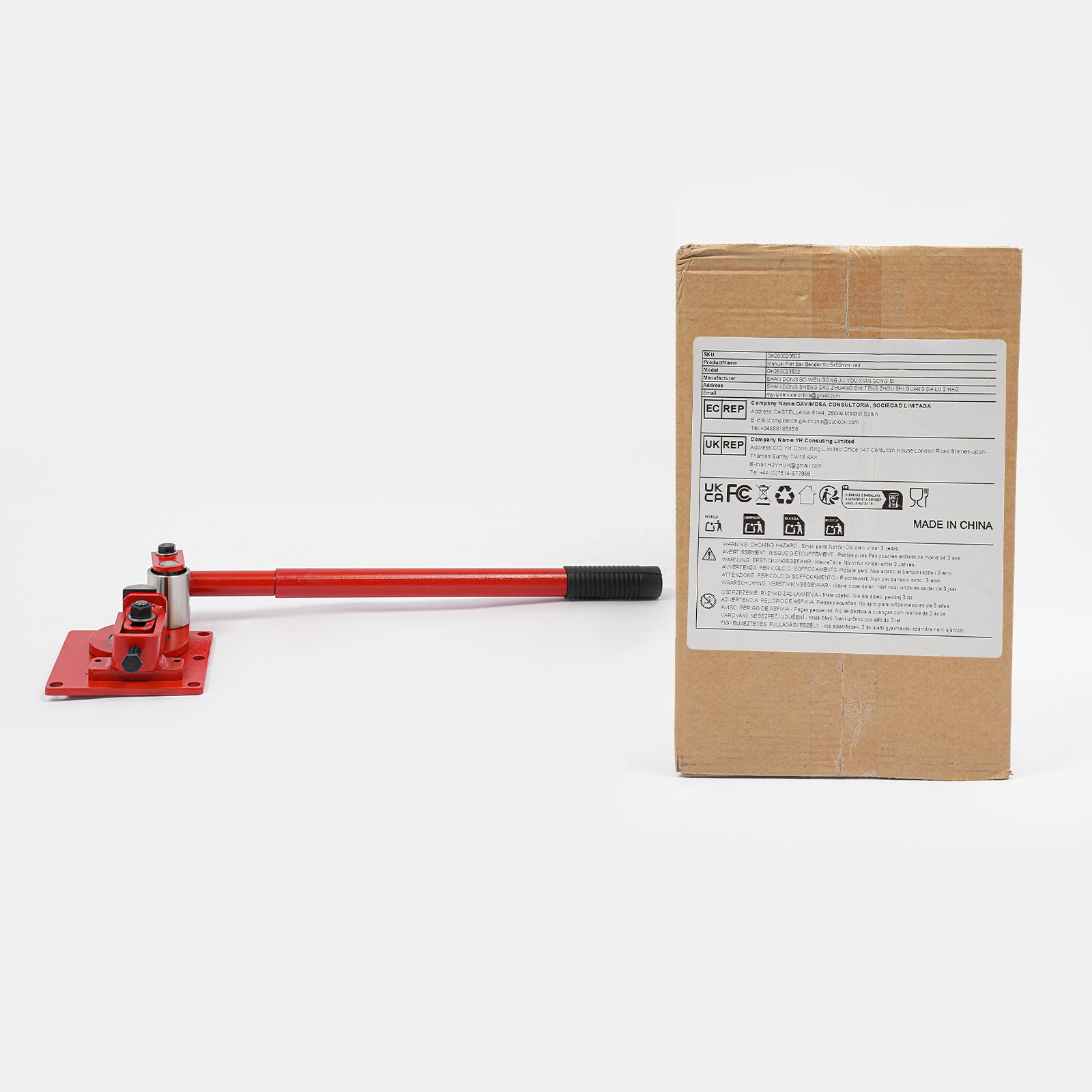 Red 90° Manual Flat Bar Bender,Sheet Metal Bending Tool,0–5mm Metal Bending Tool