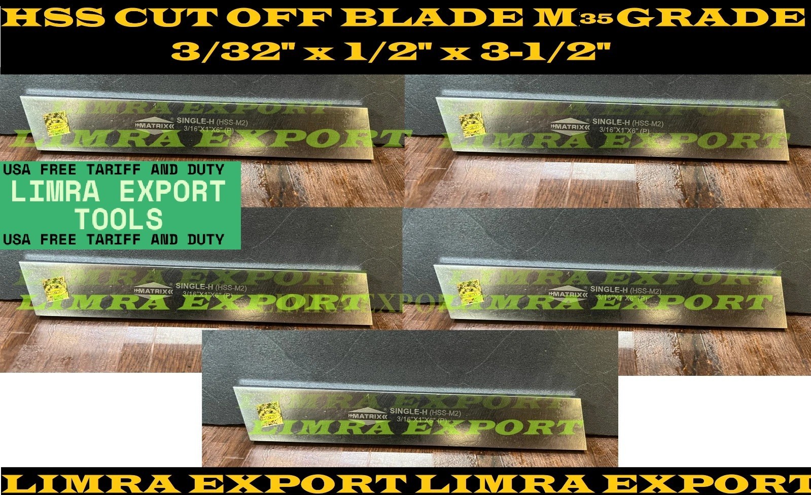 5x Cut Off Blade 3/32″ x 1/2″ x 3-1/2″ M35 Grade HSS 5% Cobalt Parting Tool HARD