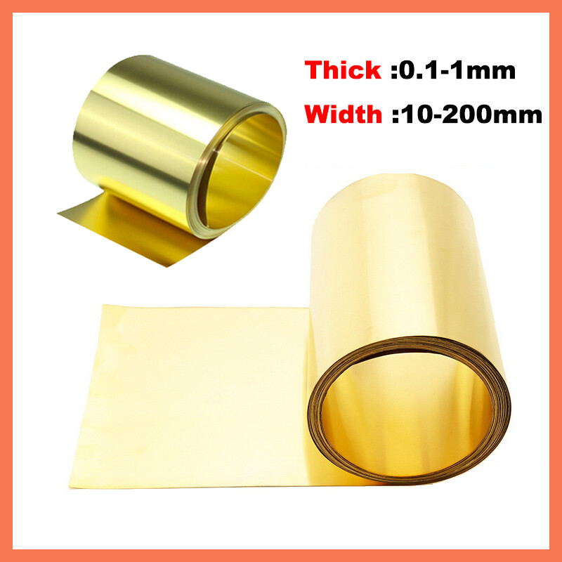 Brass Sheet Roll Metal Foil Plate 0.1-1mm Thick, 10-200mm Width, 1000mm Length