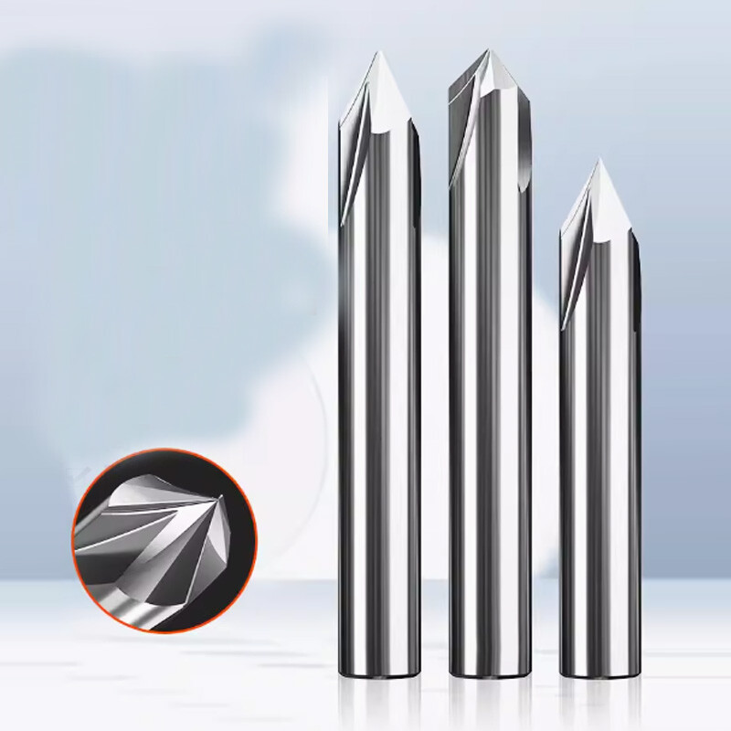 Solid Carbide 60/90/120° Chamfer End Mill 3-Flute Aluminum Milling Cutter Router