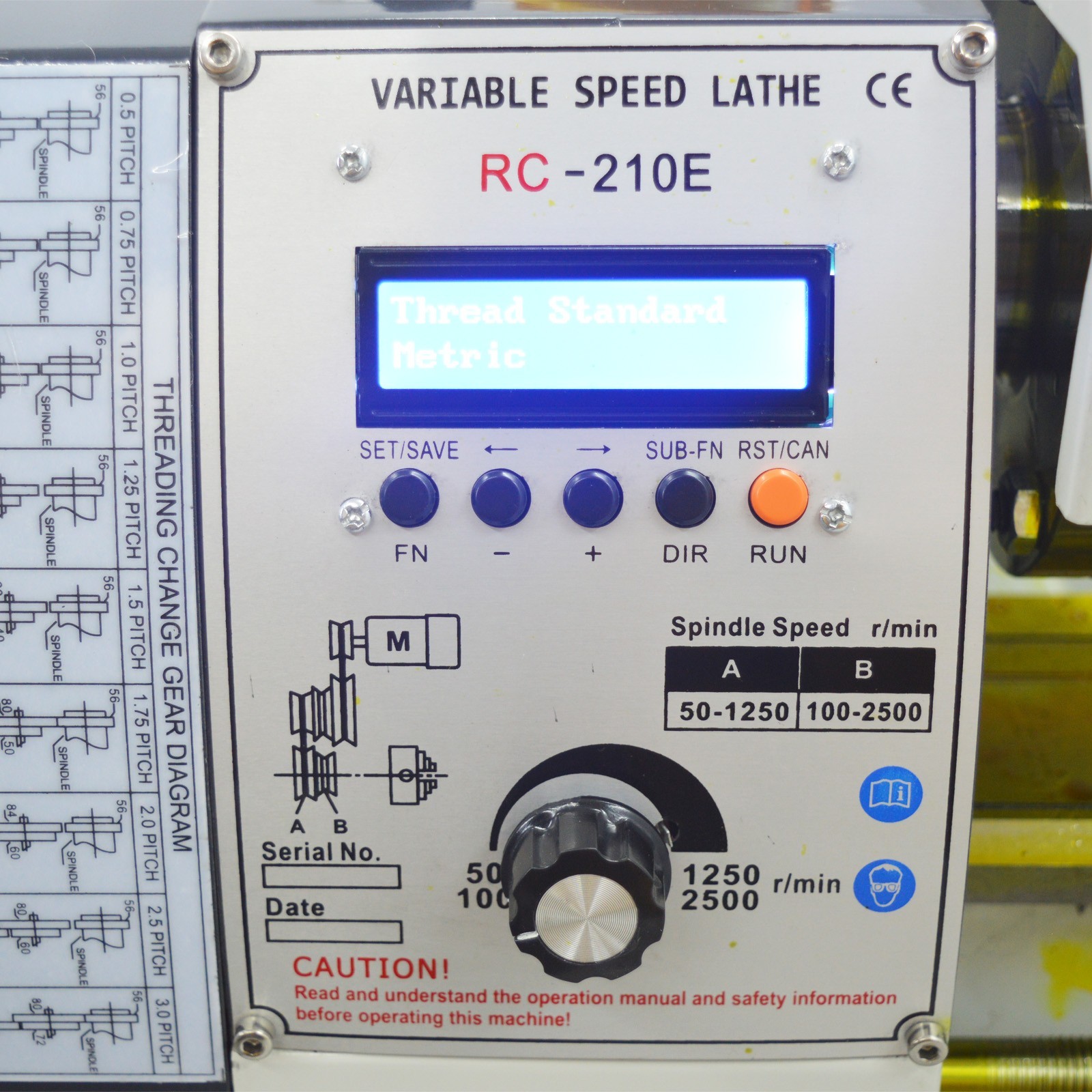 RC-210E 1100W 1.5HP Precision Metal Bench Lathe 110V Brushless Belt Drive