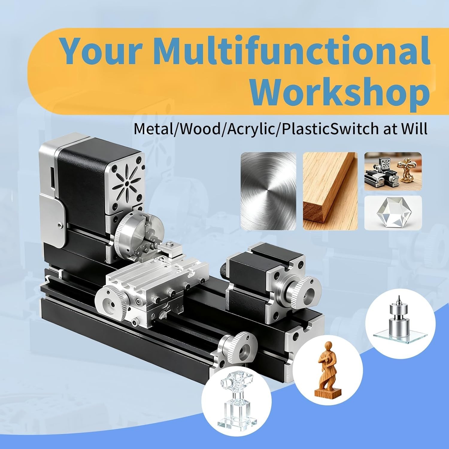 Compact 310mm All-Metal Lathe – 36W Ultra-Quiet Motor for Hobbyists & Educators