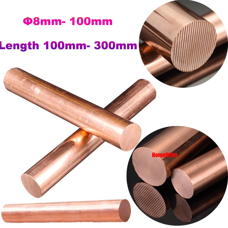 T2 Copper Round Bars Solid Profile Rods Diameter 8mm- 100mm Length 100mm- 300mm