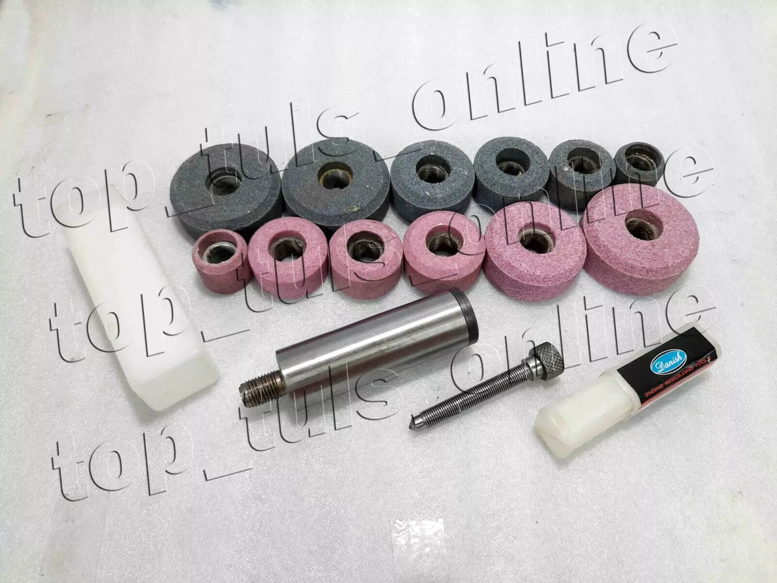 14x SIOUX VALVE SEAT GRINDING WHEELS PINK & GREY+ HOLDER +DIAMOND DRESSSER