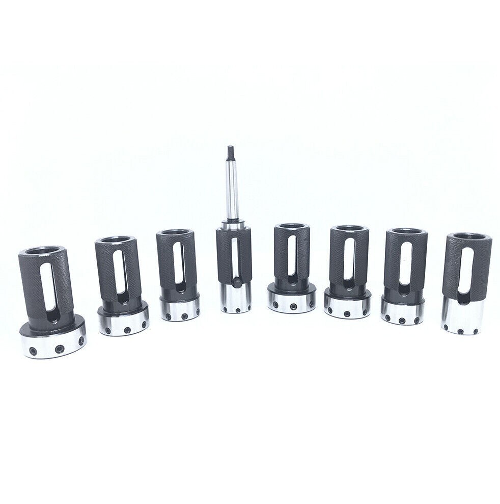 1MT Lathe Tailstock Floating Die Holder 8Pc Set MT1 Shank Imperial & Metric Dies