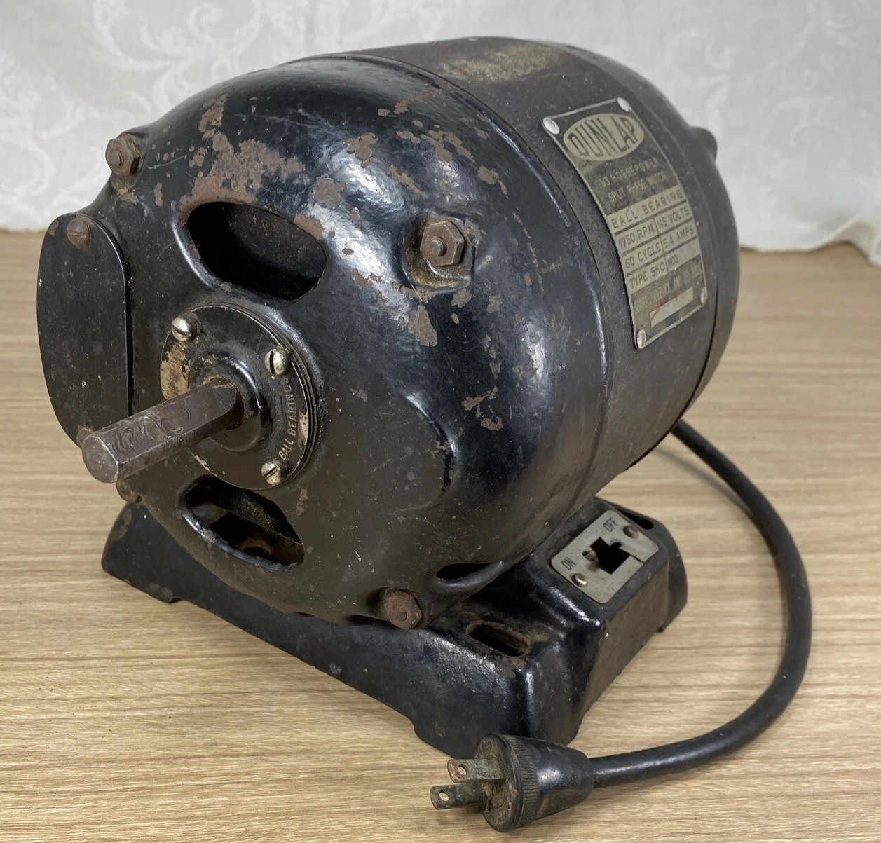 Vintage Sears DUNLAP 1/3 HP Split Phase Motor Electric 1750 RPM 1/2” Shaft