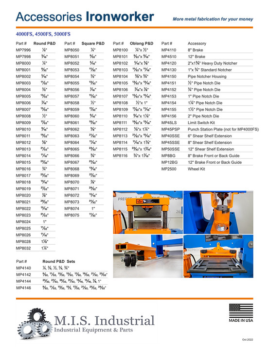 M.I.S. Industrial 5000FS Ironworker 50 Ton Punch Press Angle Iron Shear