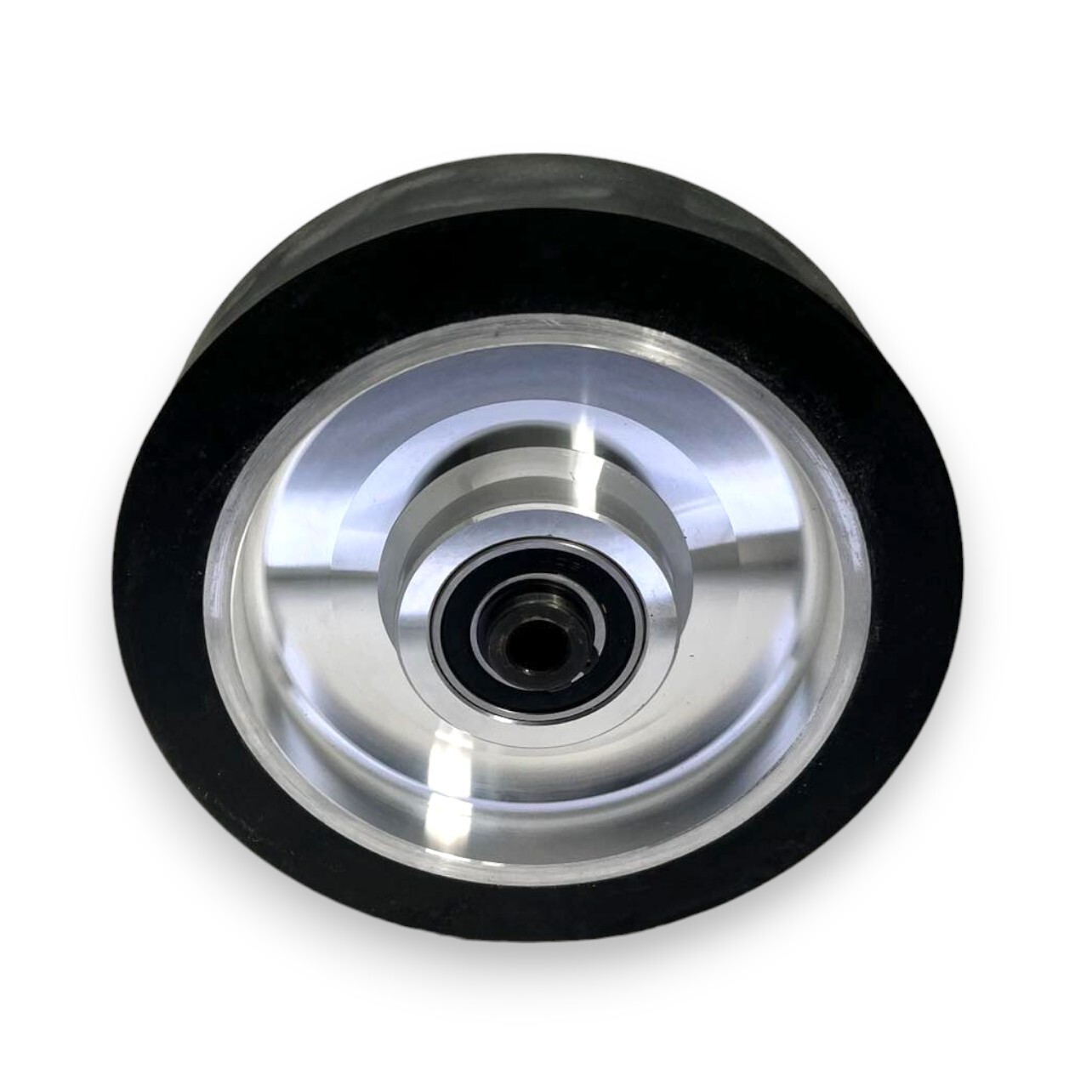8″ Smooth Black Rubber Contact Wheel Dynamic Balance For Belt Grinder