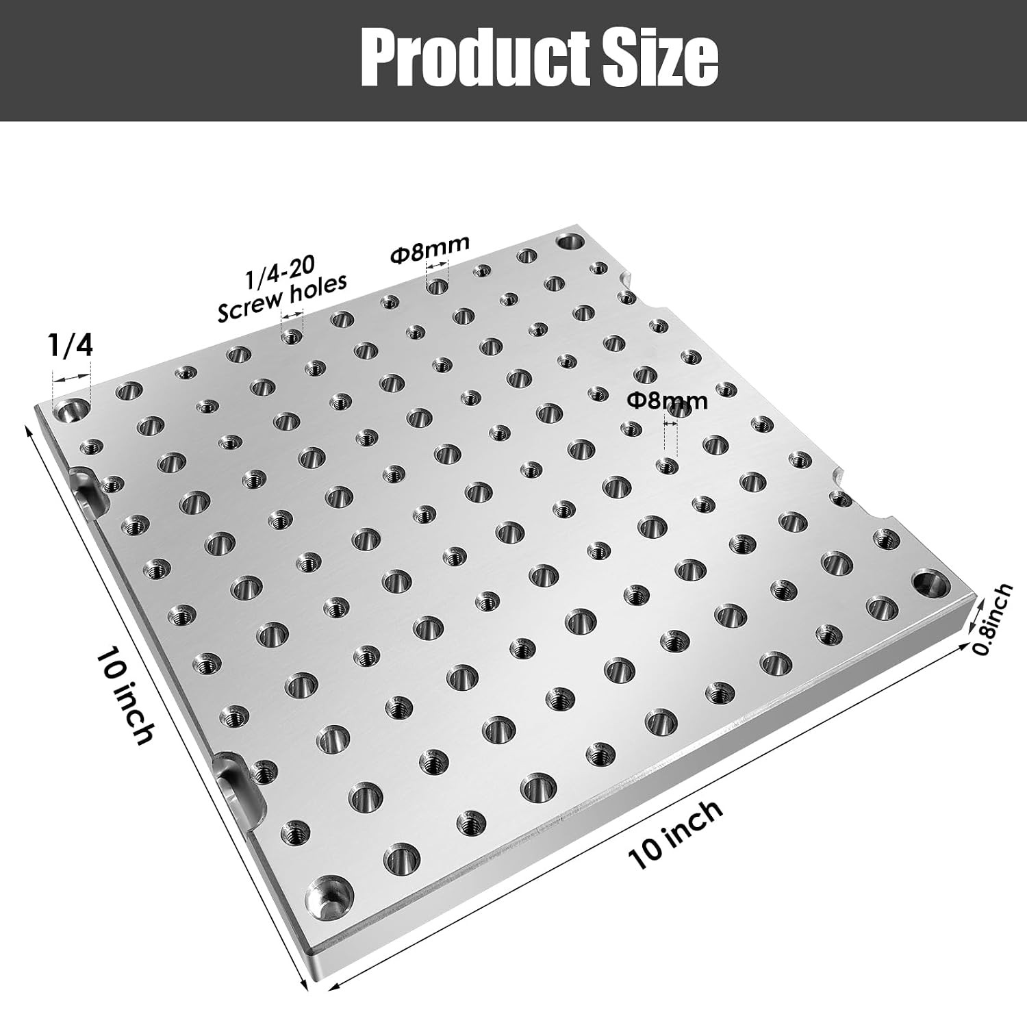 10″X10″X0.8″ Aluminum 6061 Fixture Plate Jig Custom CNC Machining Manufacturing