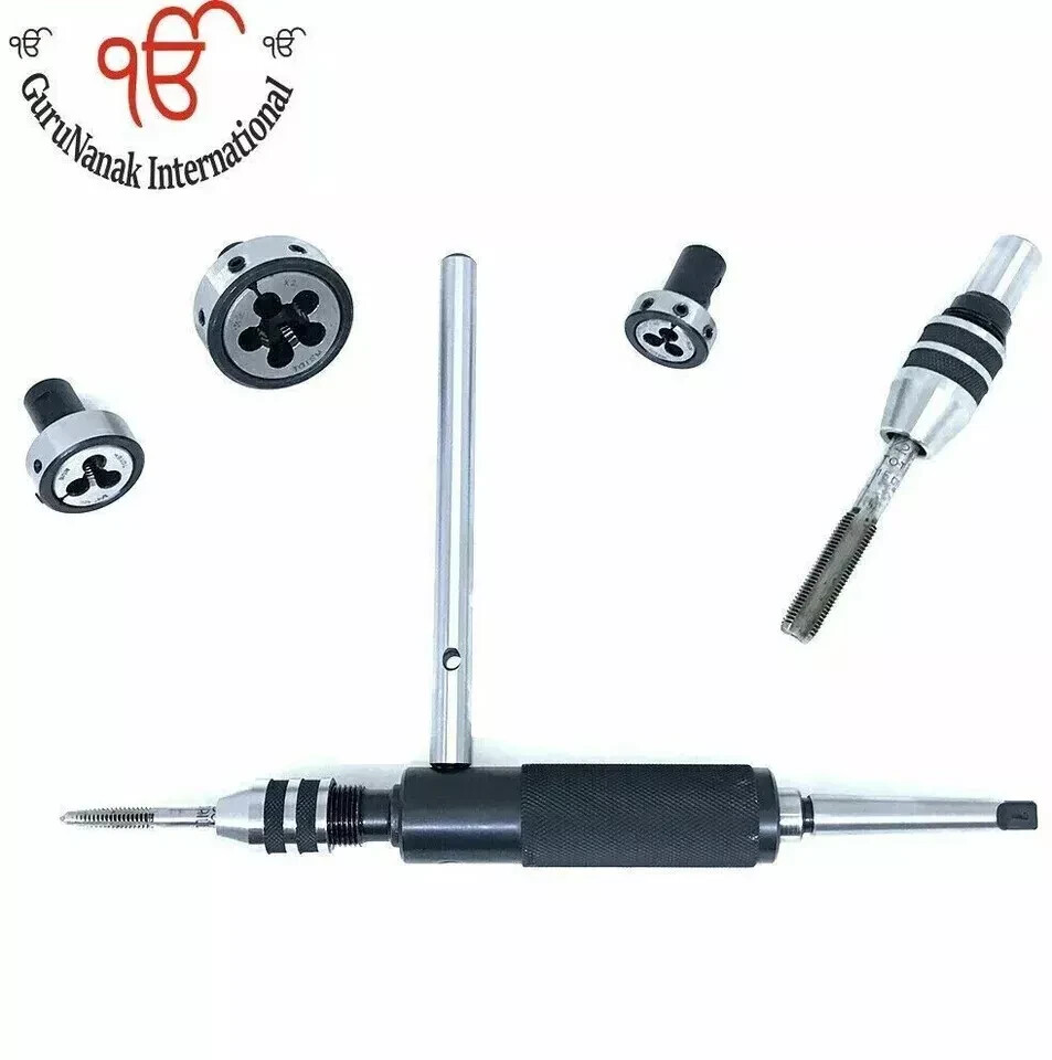 Lathe Tailstock Tap And Die Holder Set MT3 Shank Threading Tapping Kit 8 Pc Set
