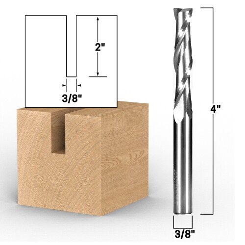 3/8″ Diameter 2 Flute Upcut Endmill CNC Router Bit 3/8″ Shank Yonico 31298-SC