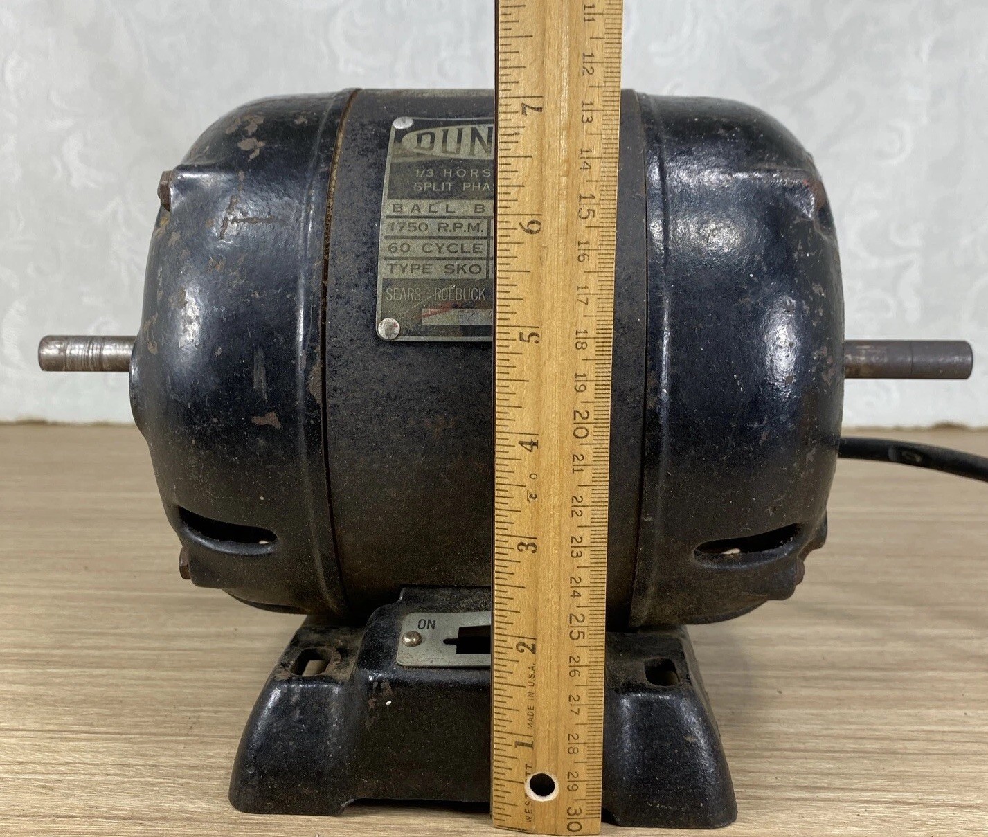Vintage Sears DUNLAP 1/3 HP Split Phase Motor Electric 1750 RPM 1/2” Shaft
