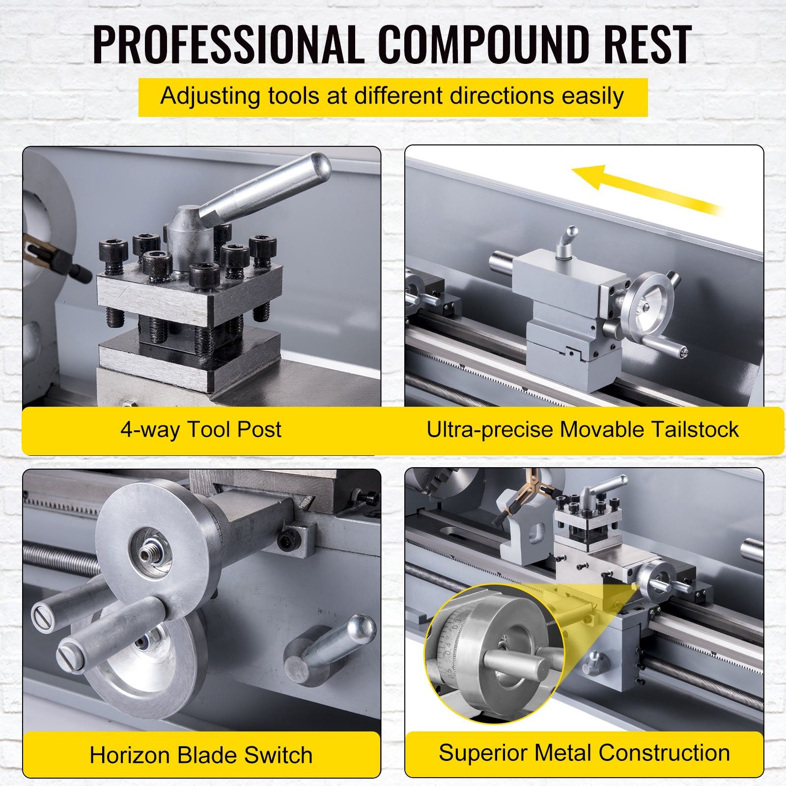 8.3x28in Variable Speed Metal Lathe 750W