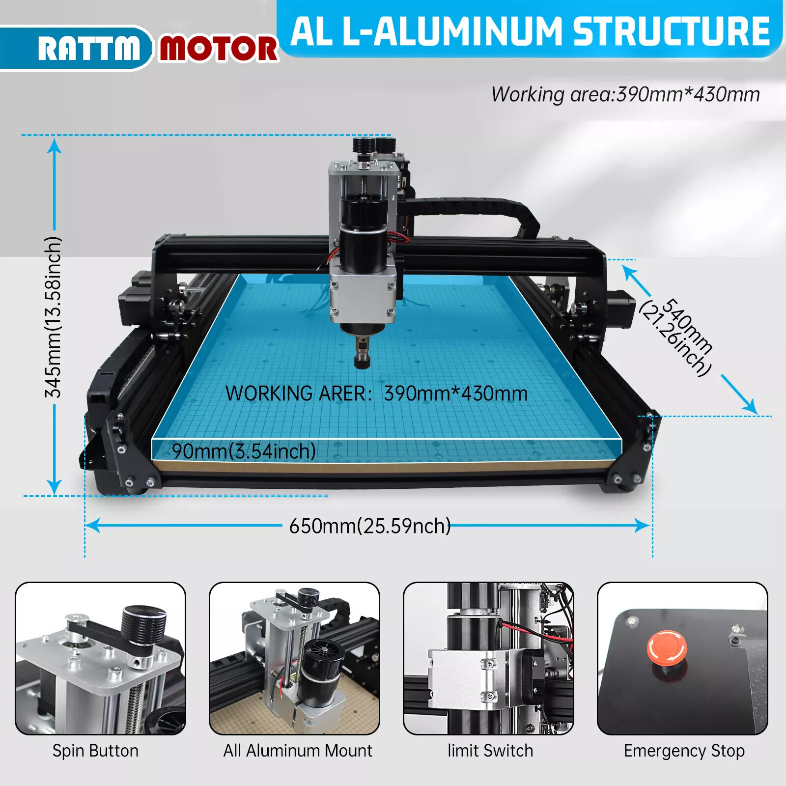 MDF Table CNC 4540 Router 500W Engraver Machine+20W/40W Laser+Offline controlle