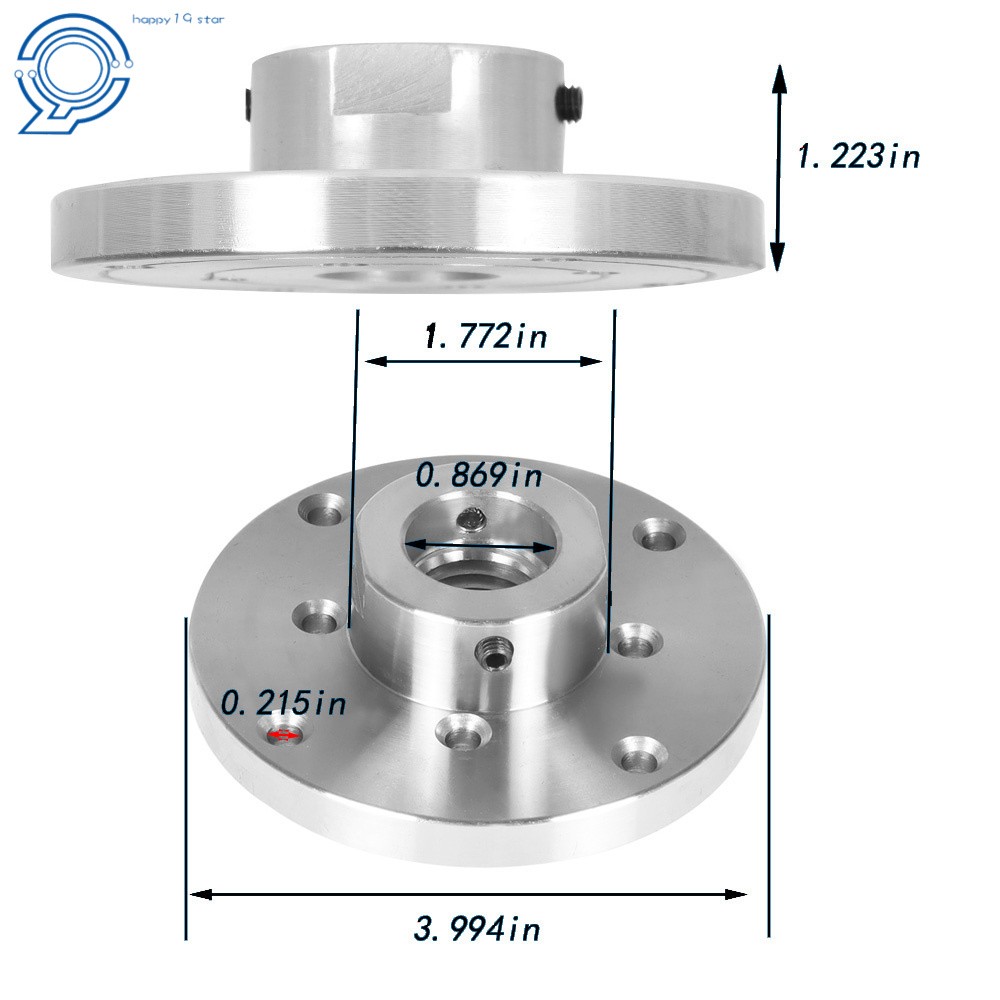 1Inch x 8tpi Threaded With Set Screws & 4 Inch Steel Wood Lathe Face Plate