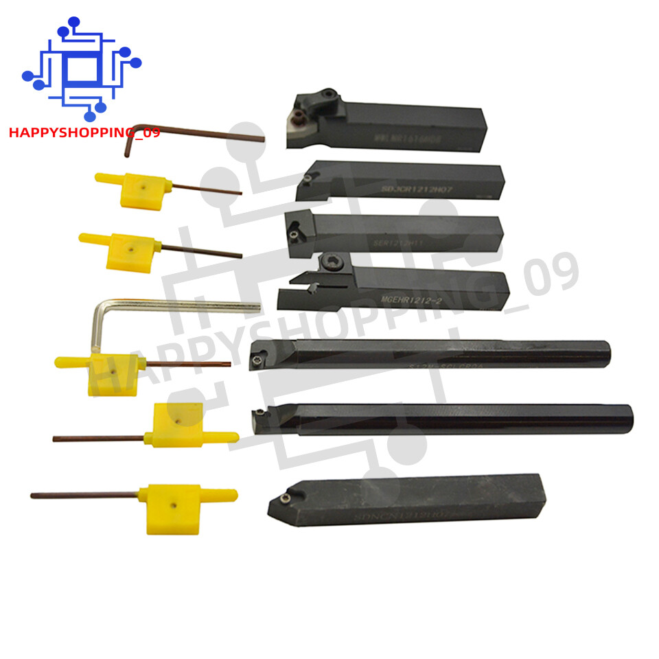 Metal Lathe Cutting Tools – 7PCS 1/2″ Indexable Lathe Turning Tool with 7Pcs Ind