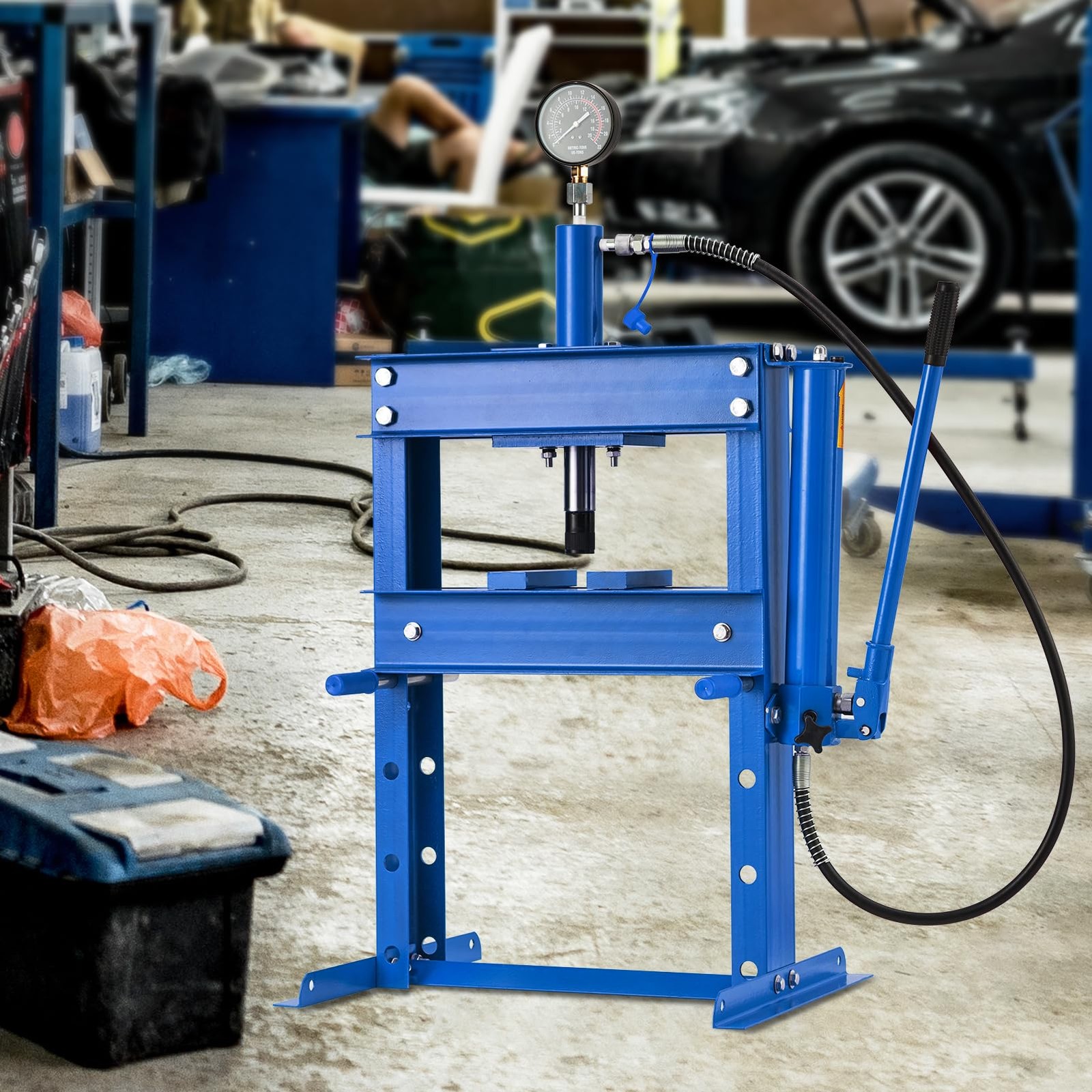 H Frame 10 Ton Shop Press Hydraulic Heavy Duty Steel Benchtop Bending Tool