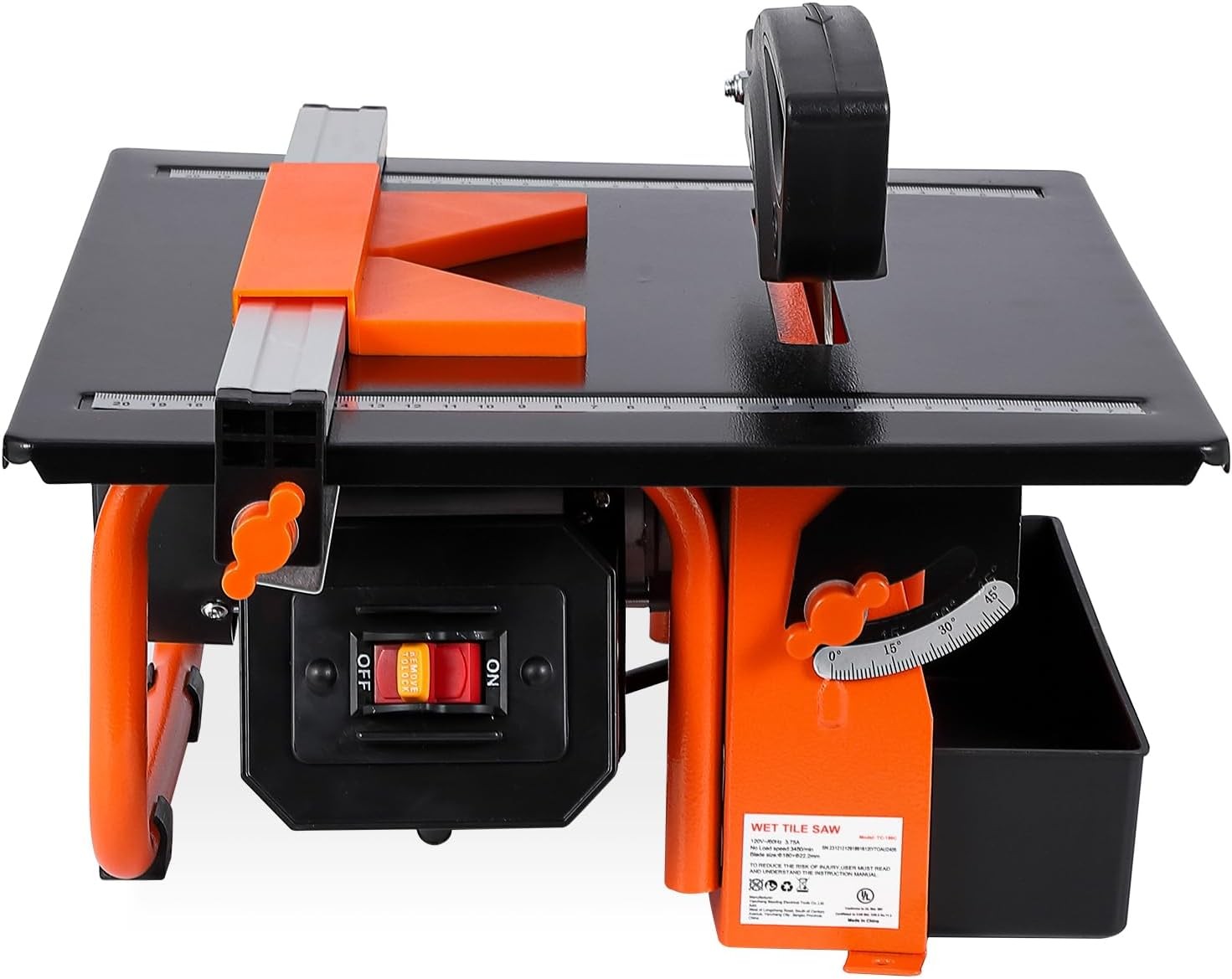 Wet Tile Saw Tile Cutter 7-inch 65Mn Steel Blade 3450 RPM Induction Motor