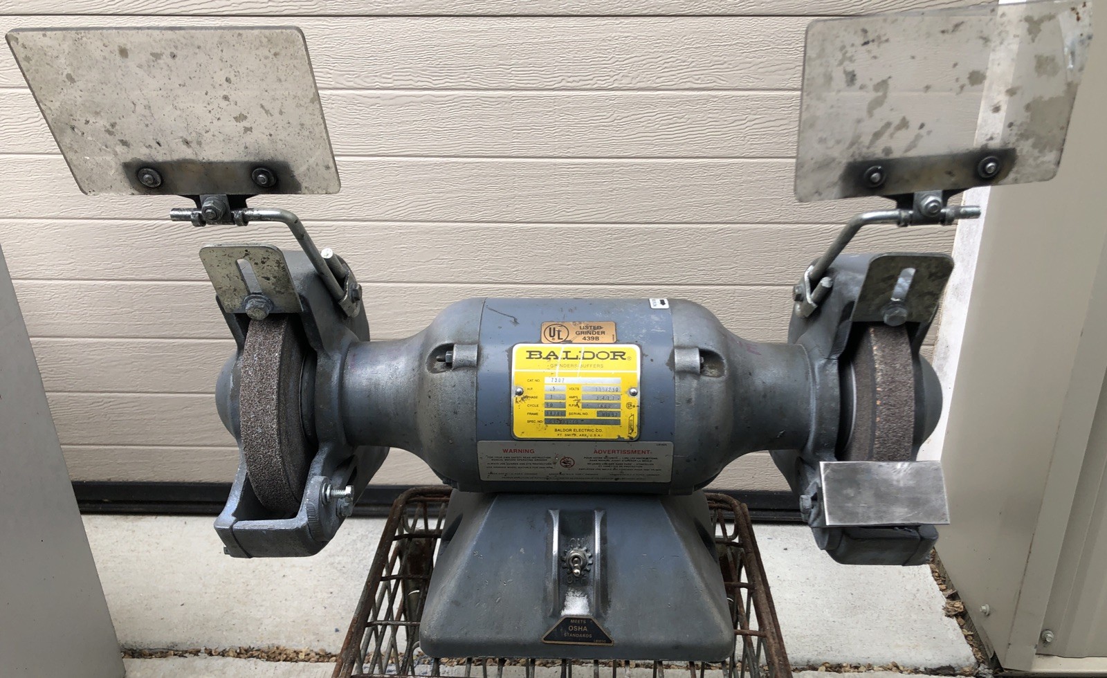USED Baldor 7” Bench Grinder 1/2HP 1PH 115/230V Model 7307 3420C USA-Made