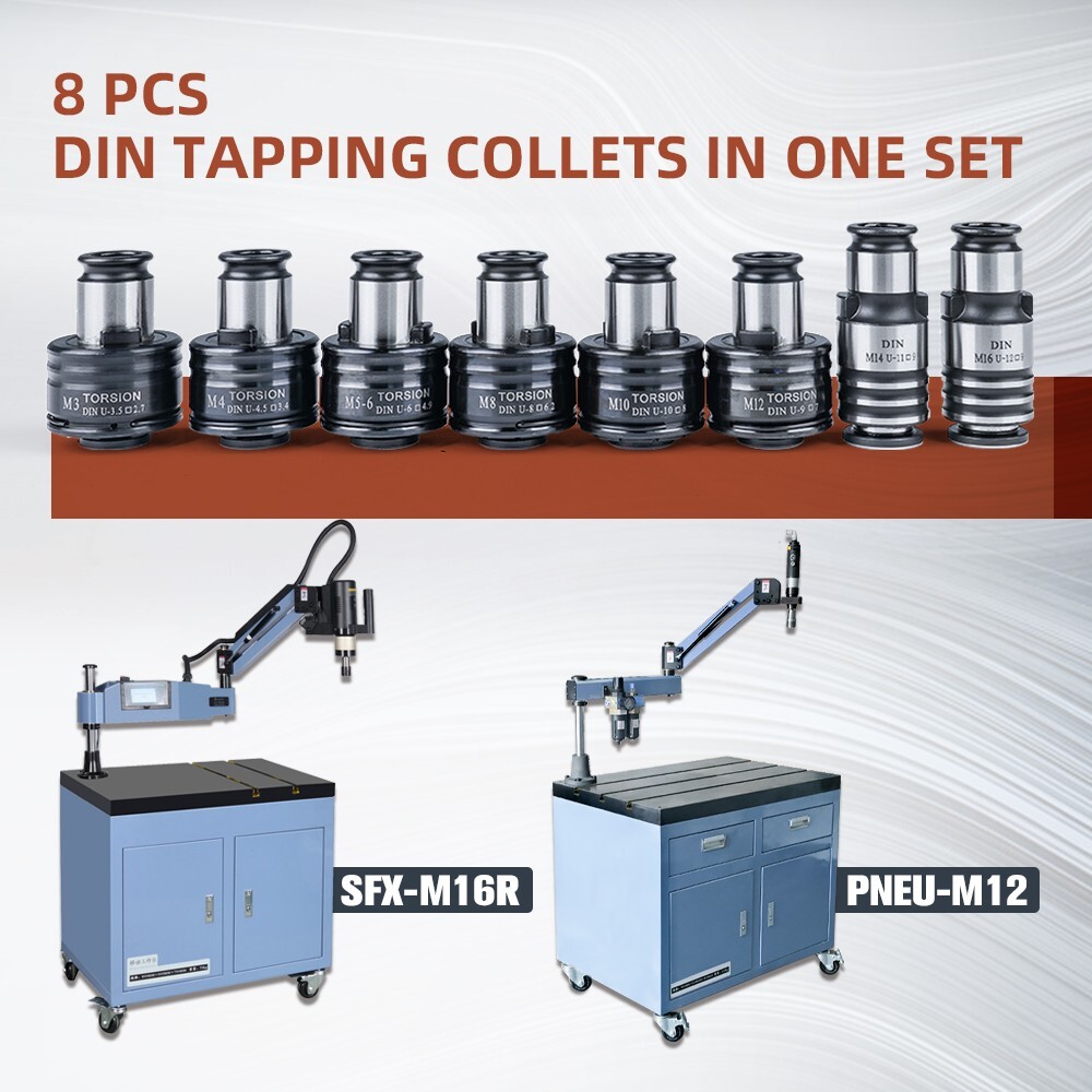 8PCS GT12 DIN Tapping Collets Torque Collet for M16R Tapping Machine