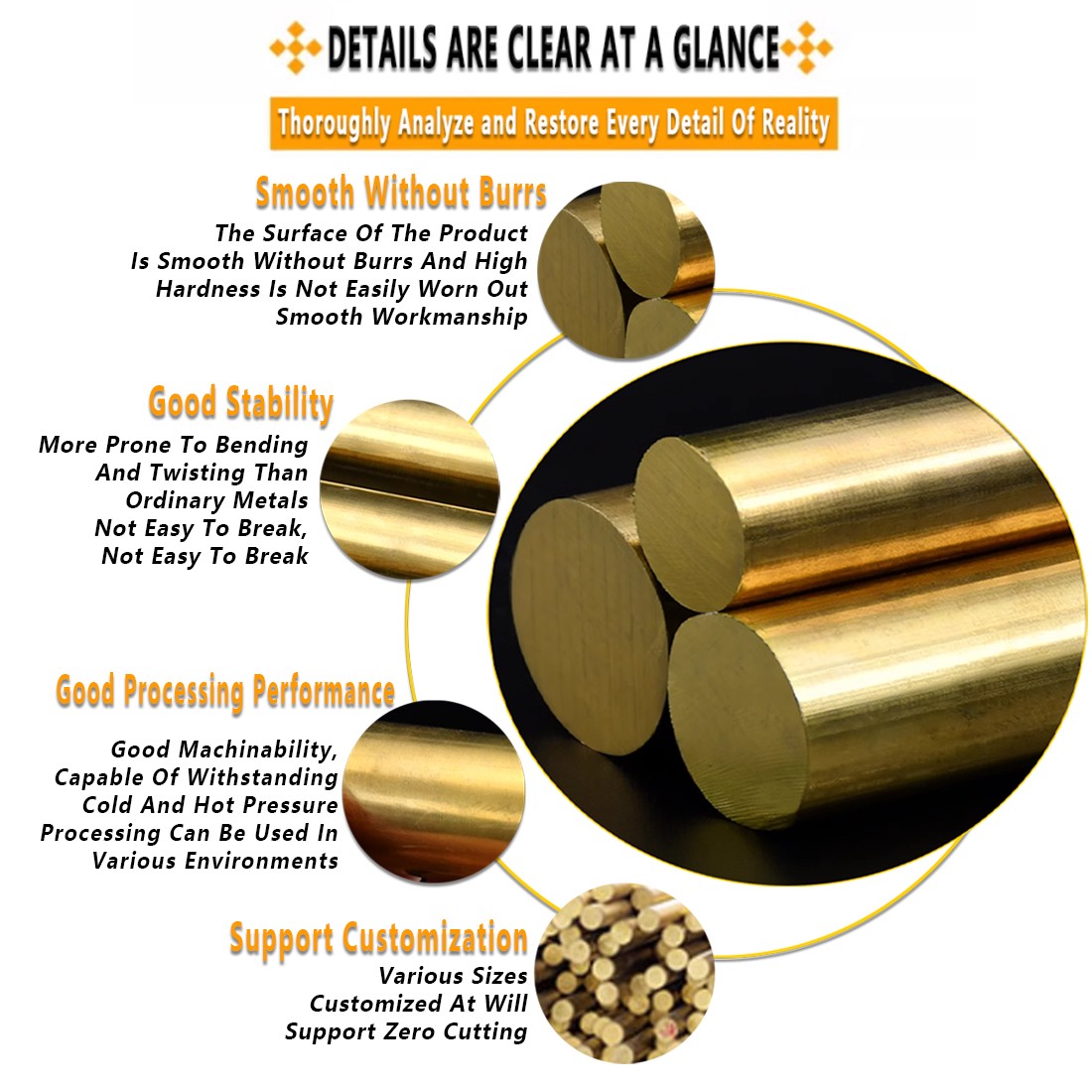 Brass Round Bar Rod H59 Dia 3/5/6/7/8/9/10/12/13/14~120MM Model Making Various