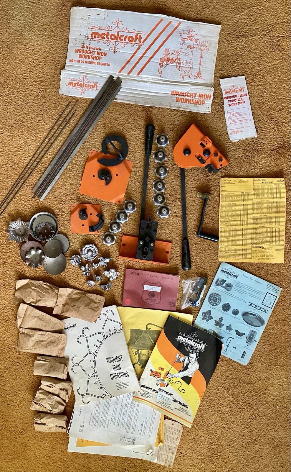 Vtg 70s MetalCraft Wrought Iron Handicrafts Practical Workshop Tool Set & MORE!!