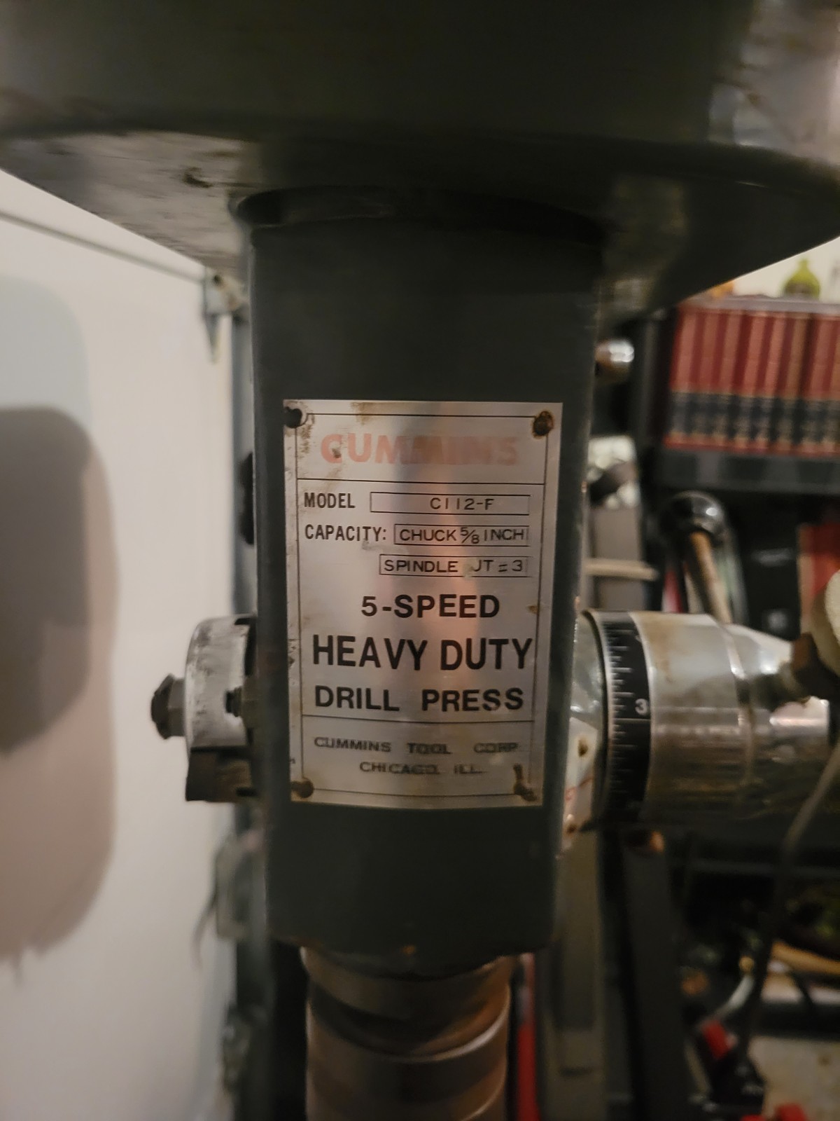 Cummins Tool Company 13 Inch Drill Press 5 Speed Single Phase Chicago Works