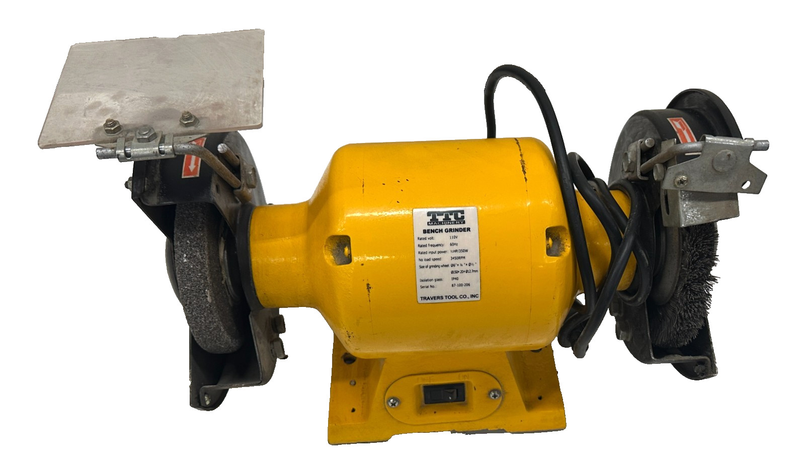 TRAVERS TOOL BENCH GRINDER 87-100-206 110 V 1/2 HP 350 W 3450 RPM 6″ WHEEL