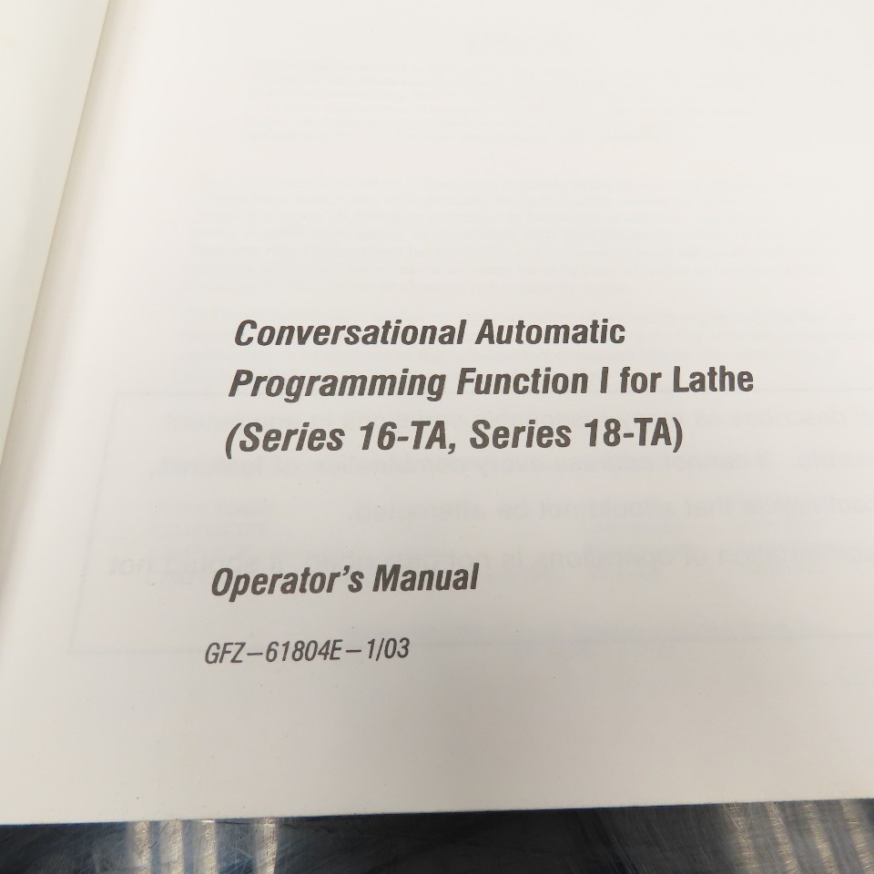 GE Fanuc Series 16-TA, 18-TA Conversational Automatic Programming Guide