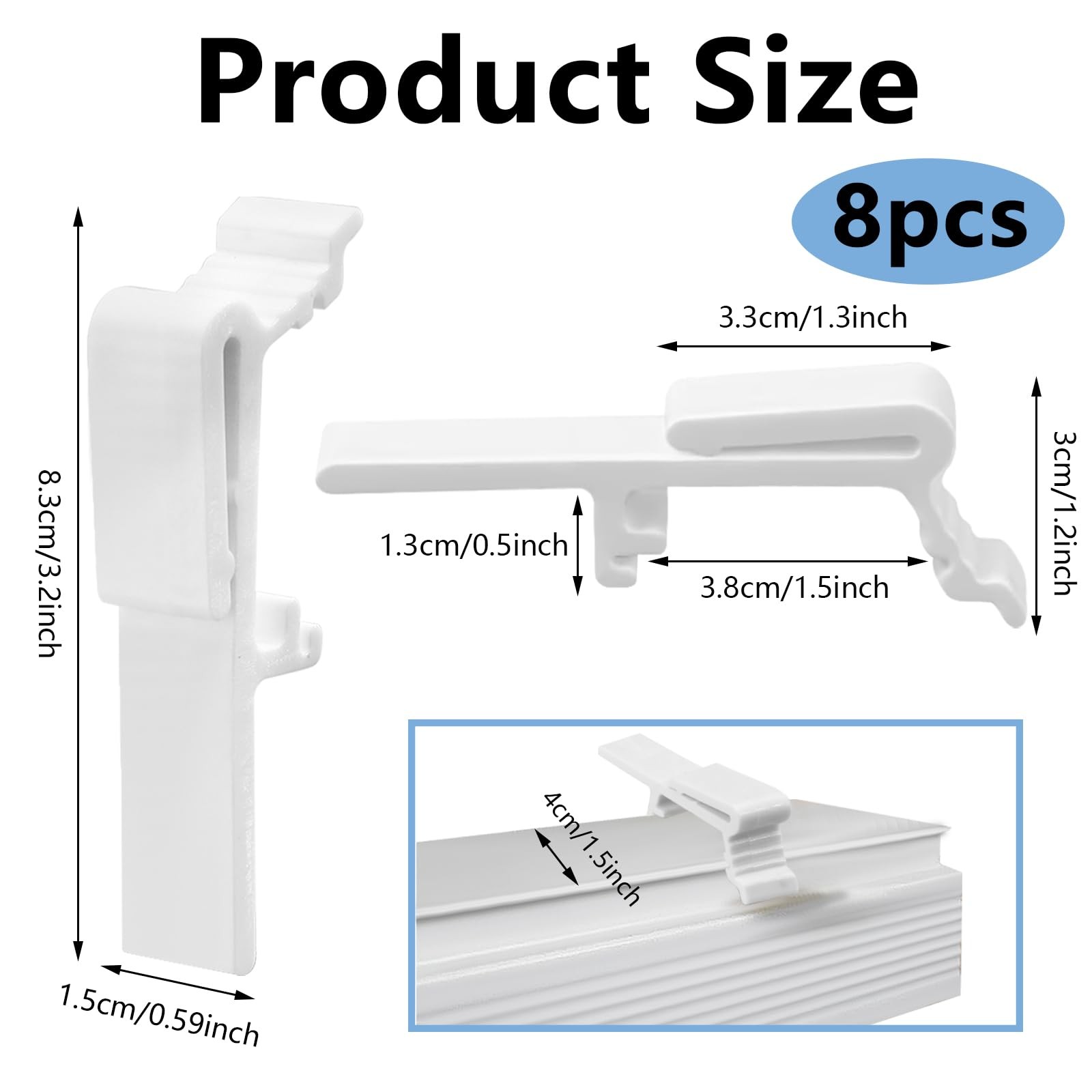 8 Pcs Vertical Blind Clips, Vertical Blinds Replacement Parts Valance Clips, Bli
