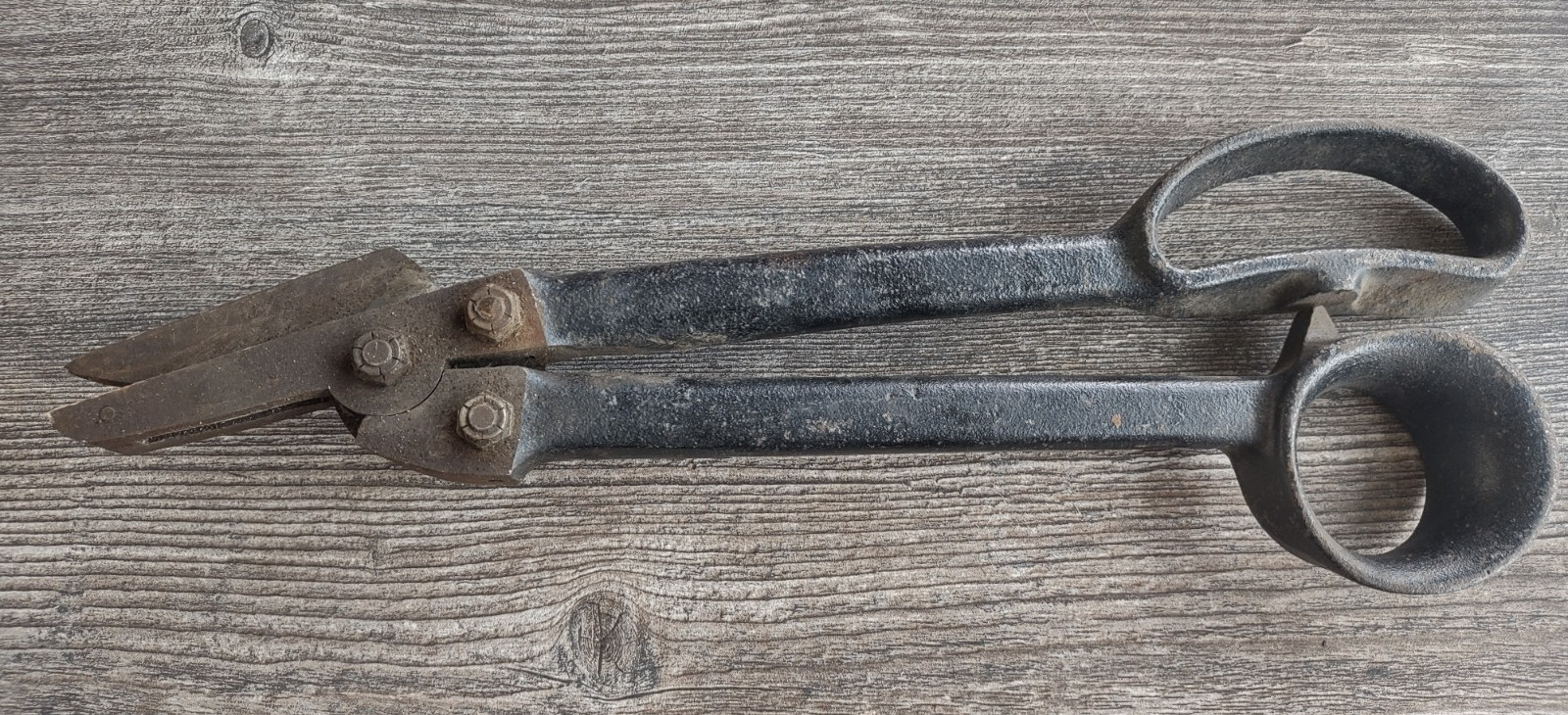 PEXTO Heavy Duty No. 2-A Sheet Metal Shears w/ Crimper 13” Long Tin Snips Vtg