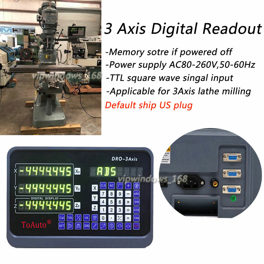 150mm+200mm+300mm Linear Scales 3 Axis DRO Digital Readout Kit for Mill Lathe US
