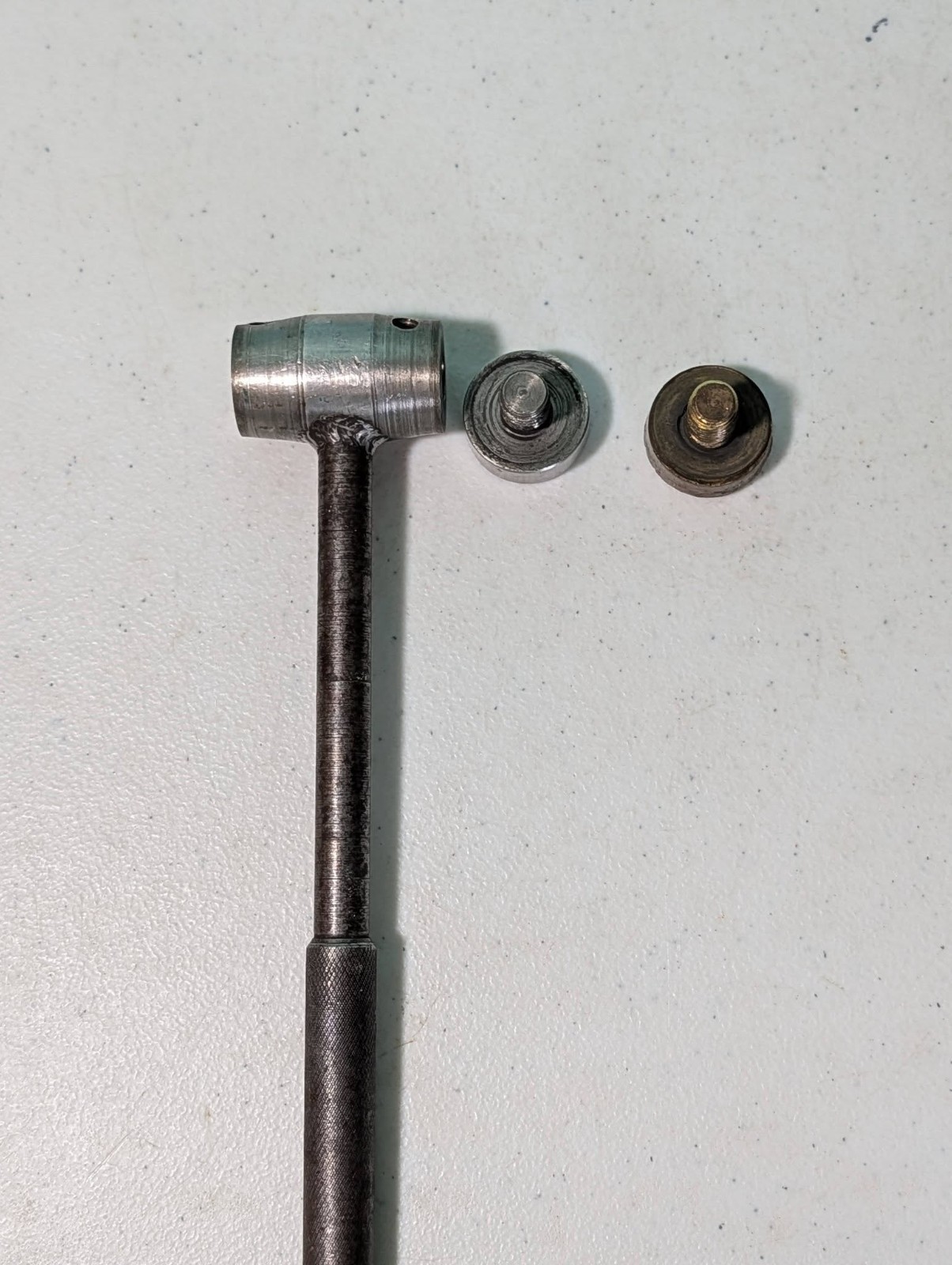 Vintage Machinists Screw On Hammer 9 Long One Side Brass All Metal Hammer