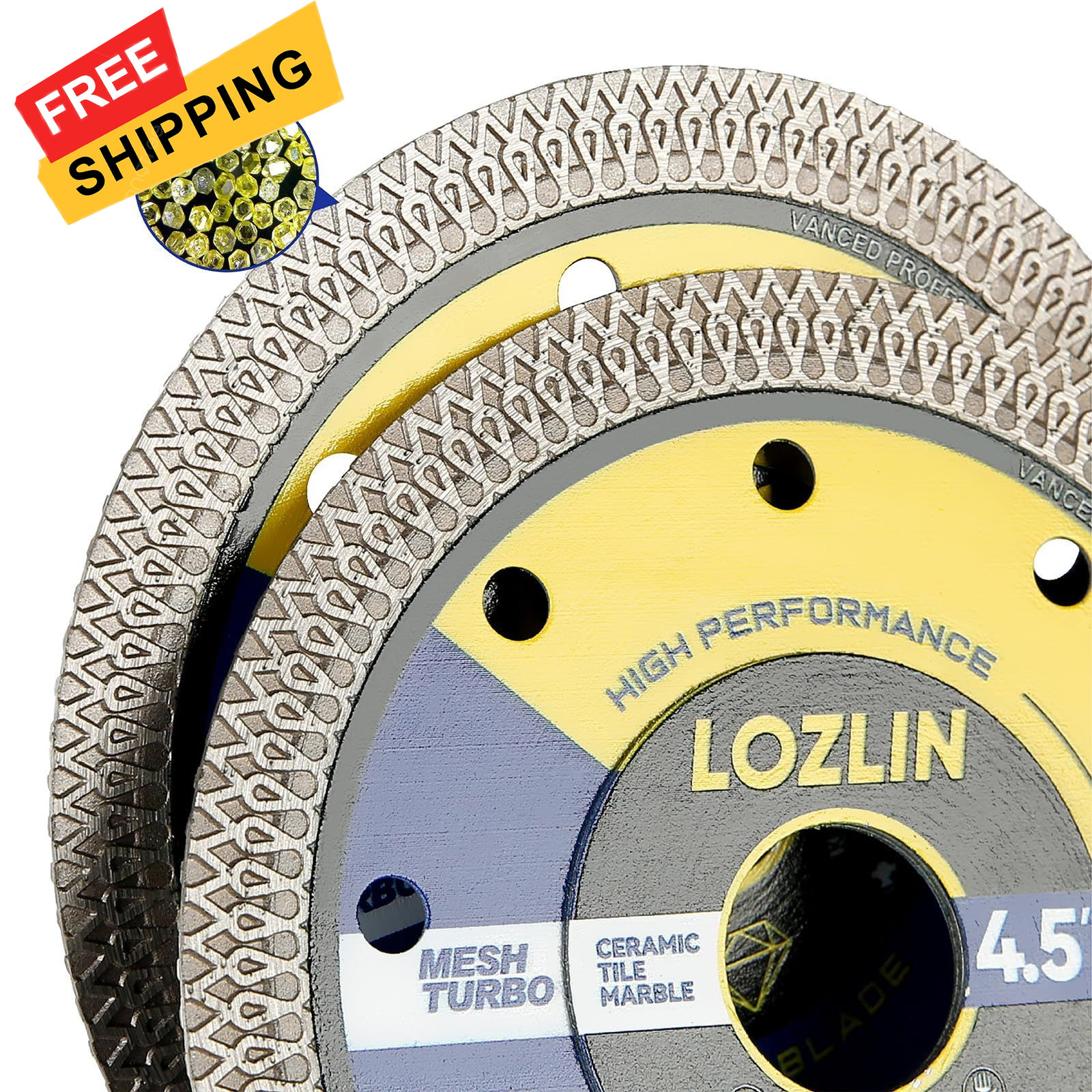 LOZLIN 4.5 Inch 3Pcs Diamond Saw Blades, Angle inches, Black And Blue