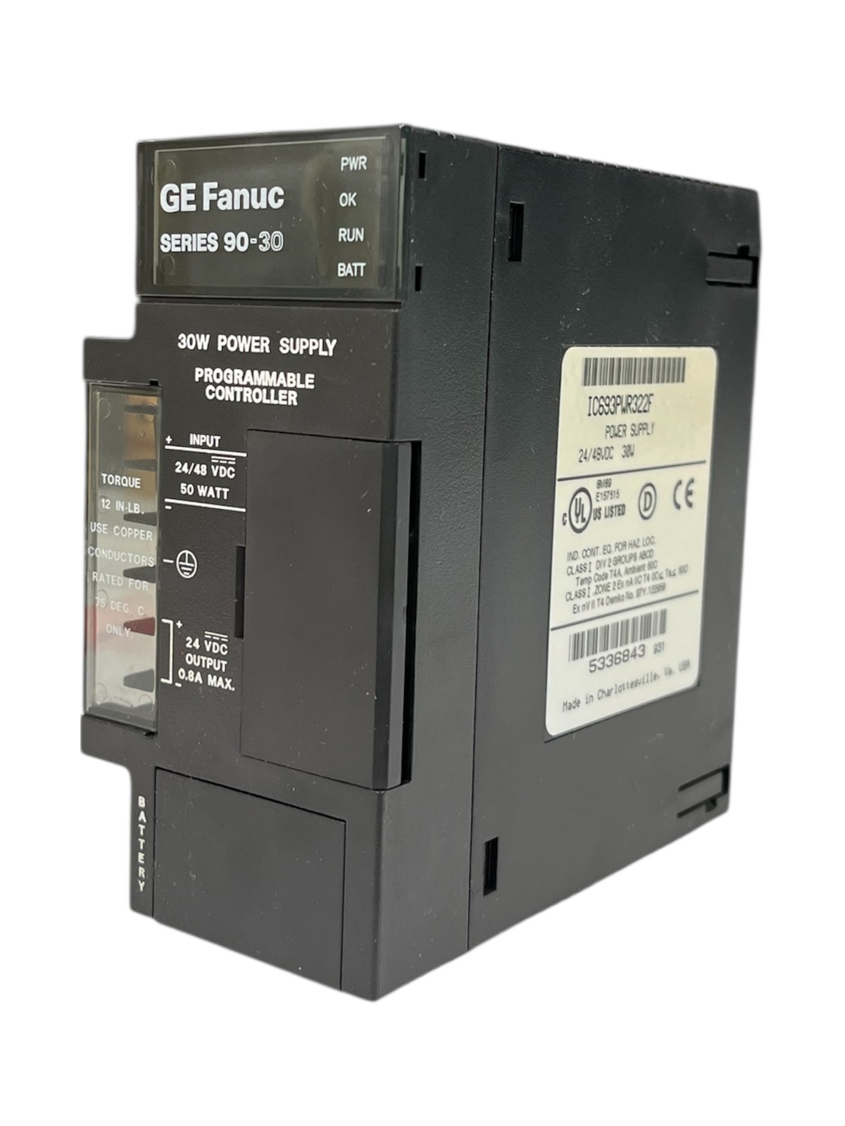 FANUC IC693PWR322F Power Supply 24 / 48 VDC 30W