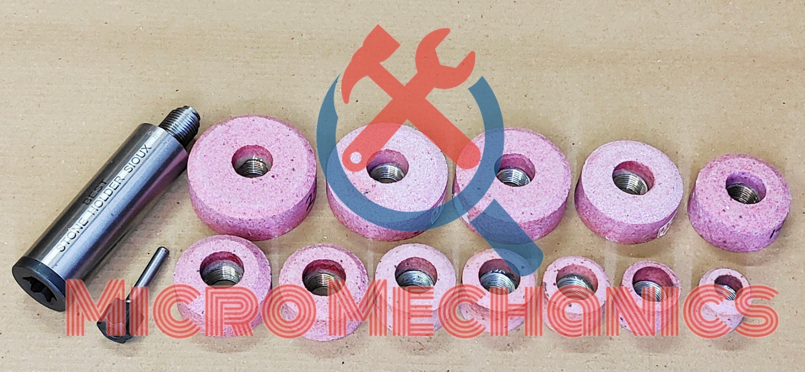 Sioux Valve Seat Pink Grinding Wheels Set 12 Pcs Stone +Holder Star Drive 11/16″