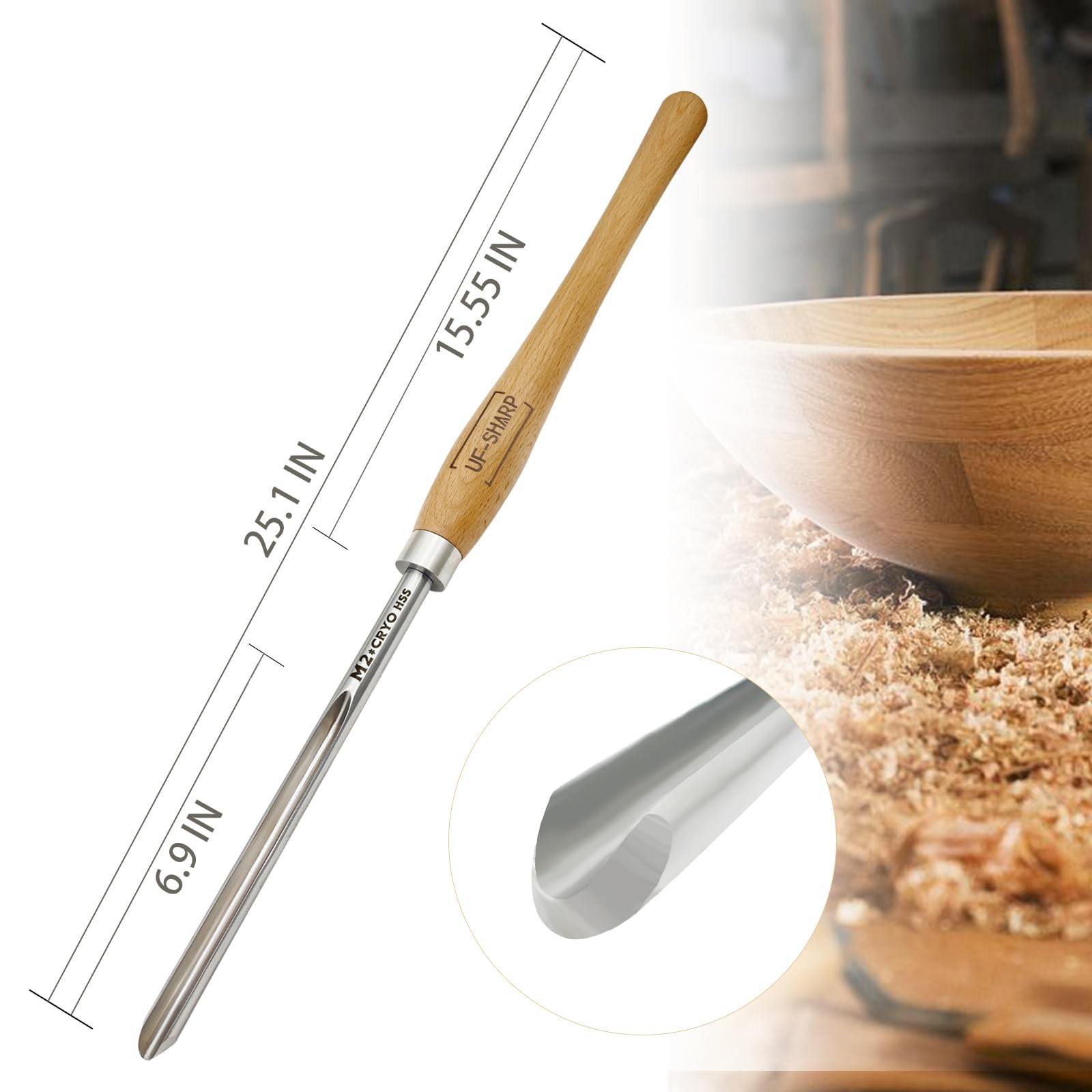 5/8 Inch Bowl Gouge For Wood Lathem2 Cryo Hss Wood Turning Tools With Beech Wood