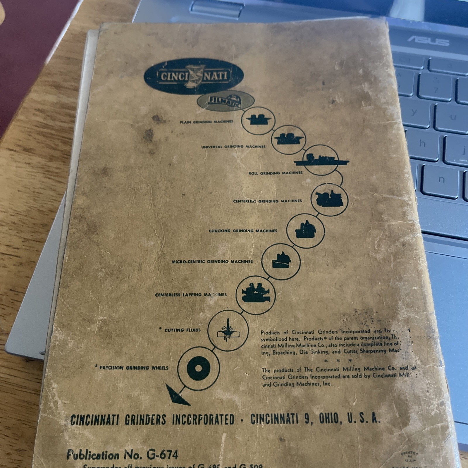 Operator’sInstructionBook 12″ 14″ & 18″Cincinnati Grinding Machines w/Lube Inst.