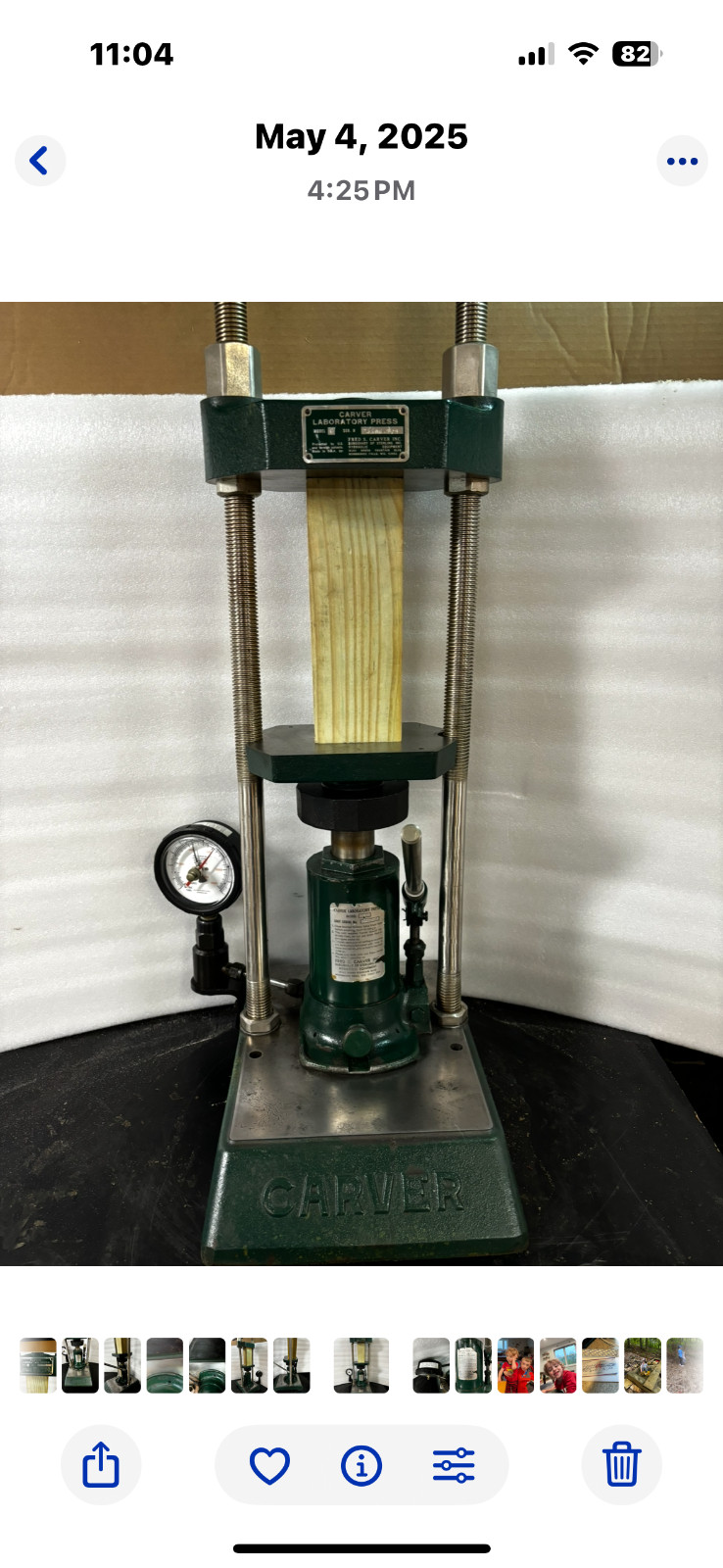 Carver Model C Hand Hydraulic Upacting Lab Press 11 Ton. In very good condition