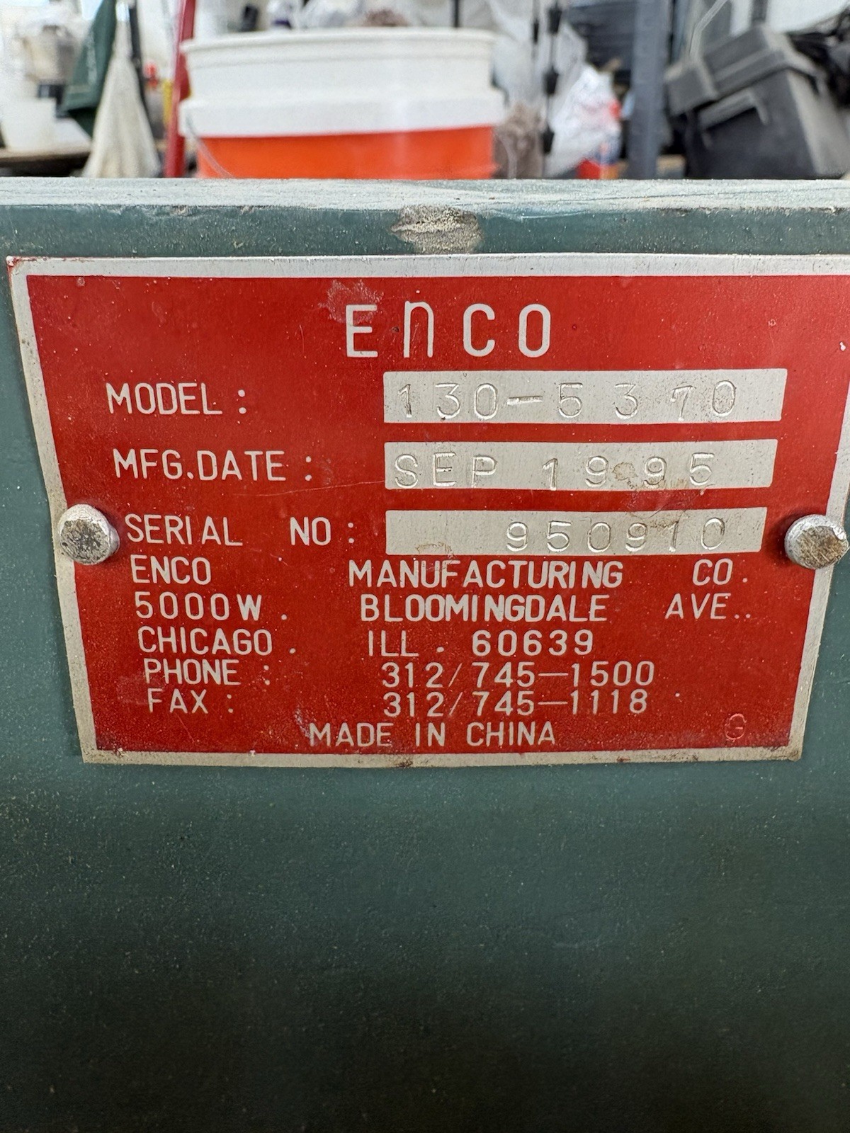 ENCO Manual Control Sheet Metal Shear Machine Model 130-5370 MPN 130-5370
