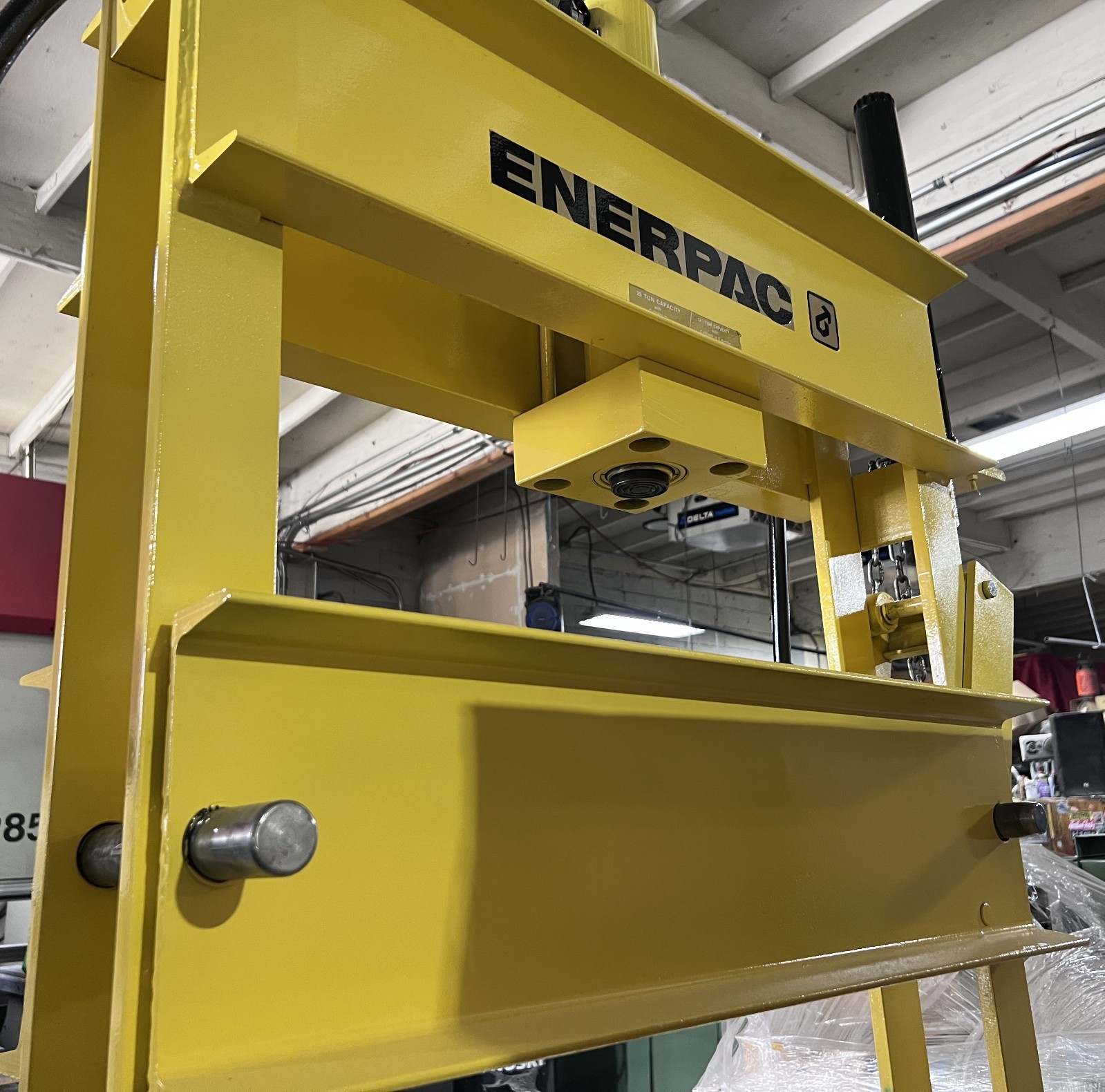 ENERPAC 25 TON 13″ STROKE H-FRAME MANUAL HYDRAULIC PRESS W/ TABLE LIFT CYLINDER