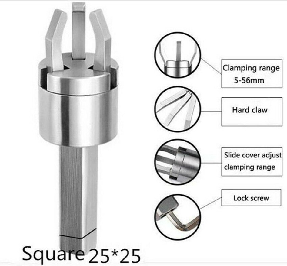 CNC Lathe Bar Puller Automatic Lathe Feeder Claw Square Crank Handle 25*25 Clamp