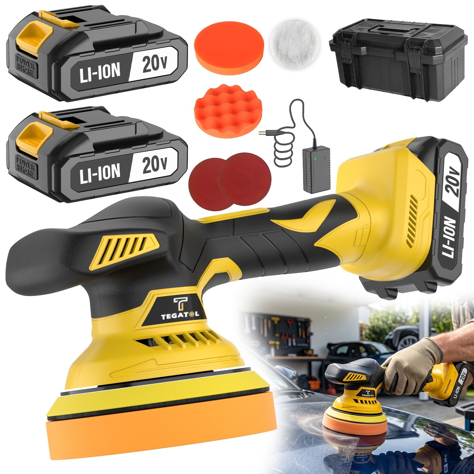 Electric Lithium-ion Polishing Machine,Handheld Variable Speed Car Polishing Kit