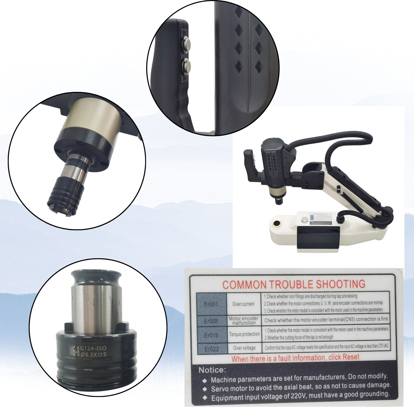 M3-M16 Vertical Electric Touch Tapping Machine 220VCollet Thread Processing Tool