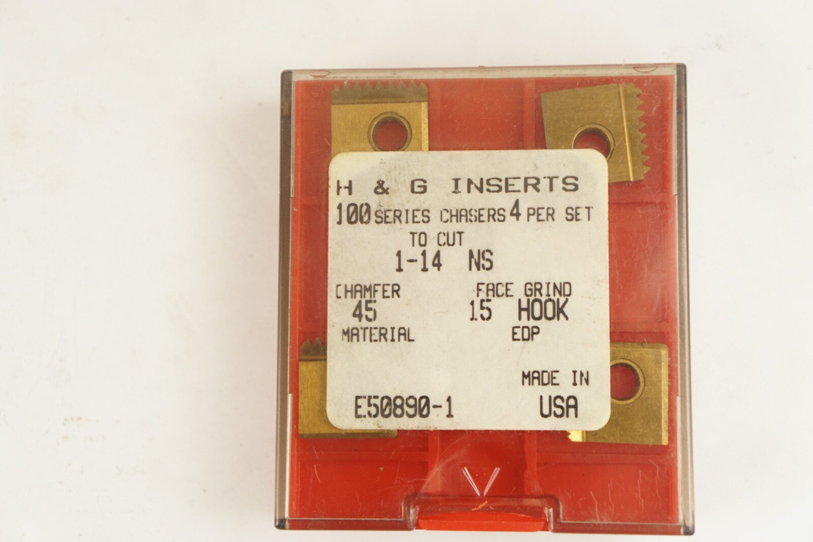 H & G Thread Die Inserts 1 – 14 Series 100 15 Hook 45 Chamfer 5/8” Wide