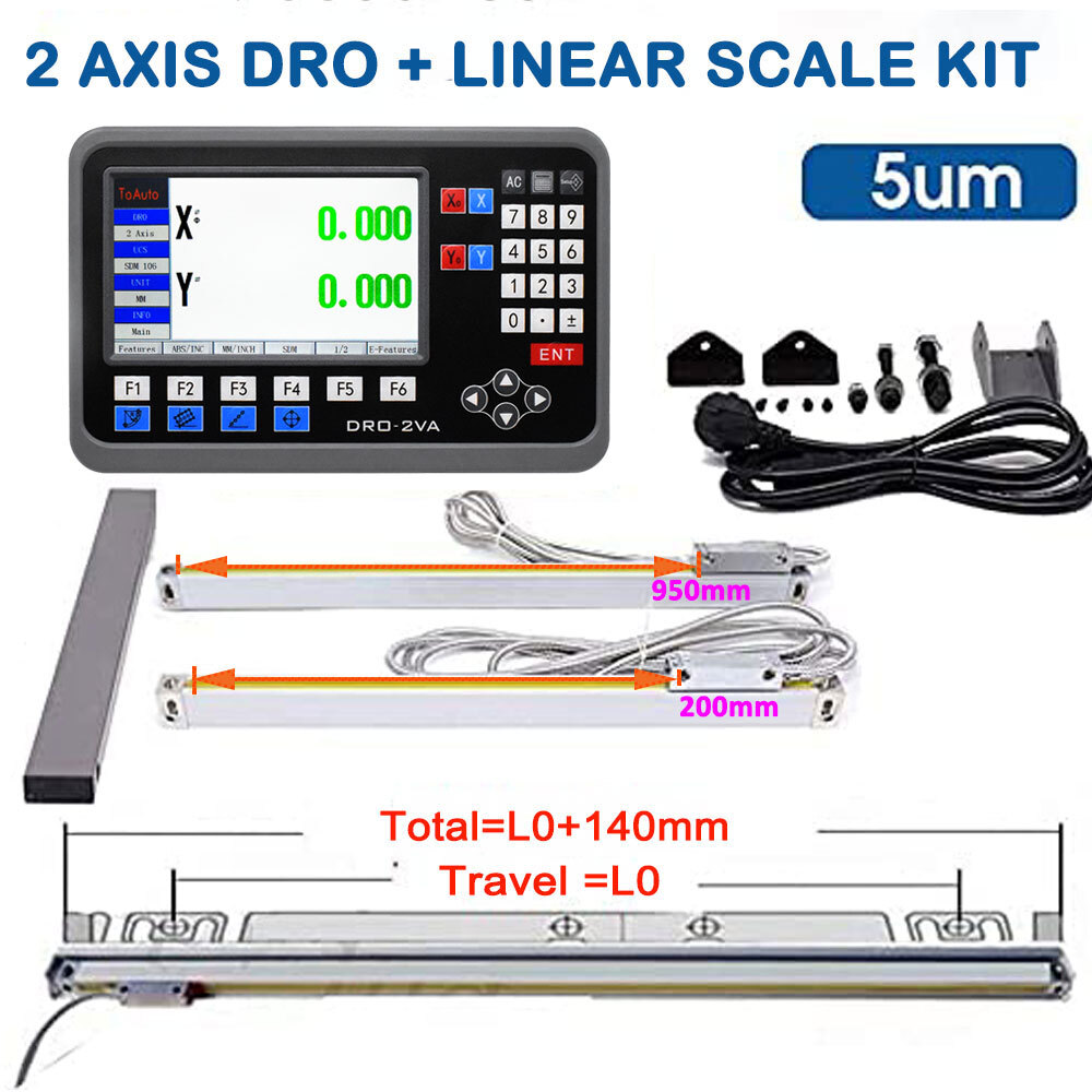 LCD DRO Kit +Linear Scales 2 Axis 3 Axis Digital Readout Display for Mill Lathe