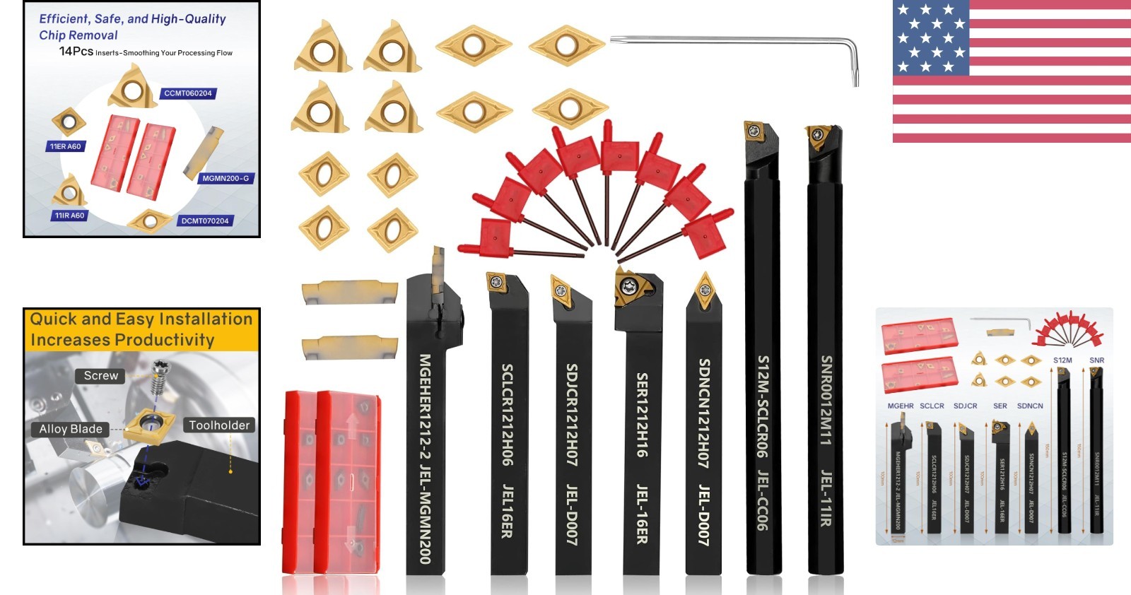 21-Piece Indexable Lathe Turning Tool Set – Precision Machining Kit 1/2” Shank