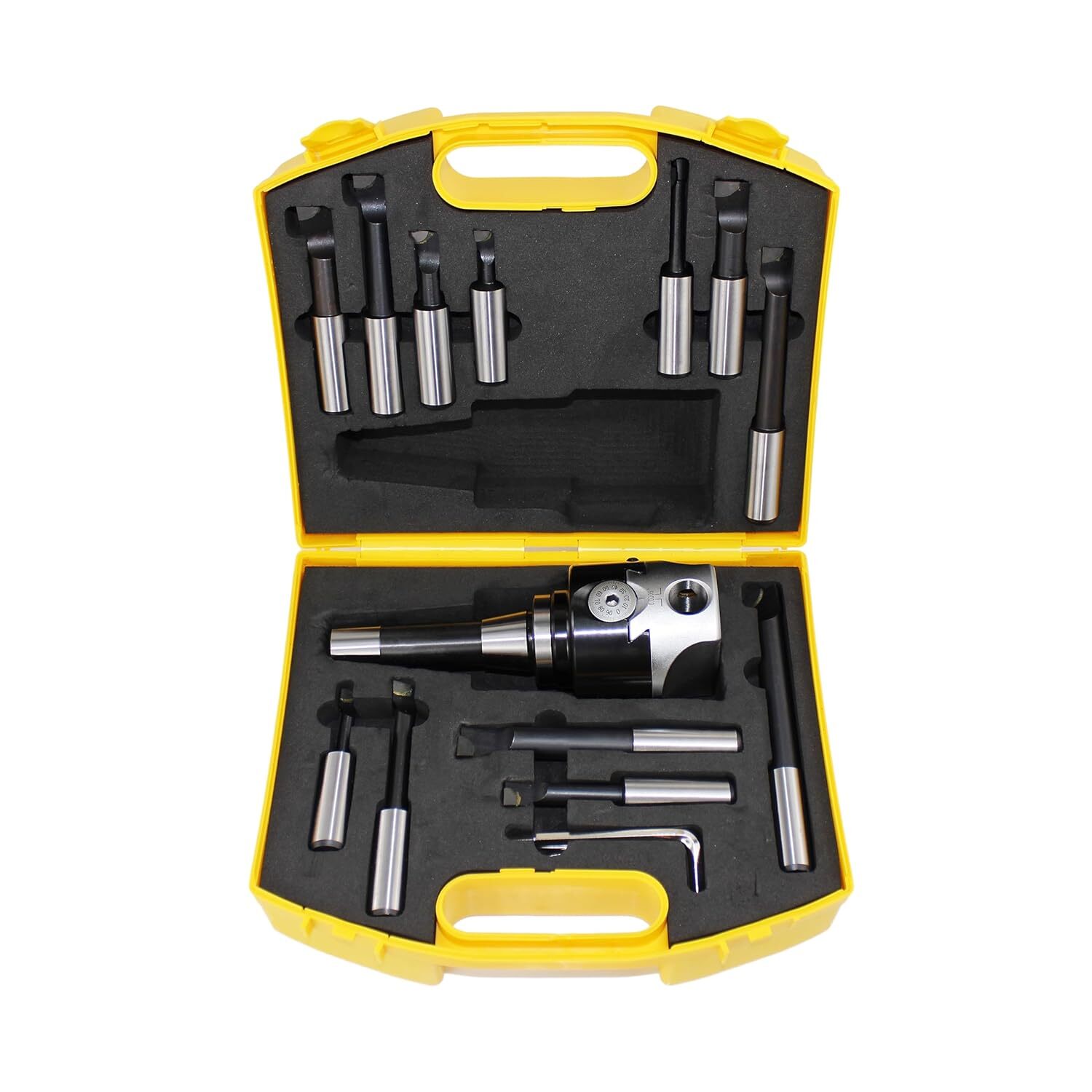 HFS 12Pc 3″ Boring Head R8 Shank 3/4″ Carbide Boring Bar Set Bridgeport Milling