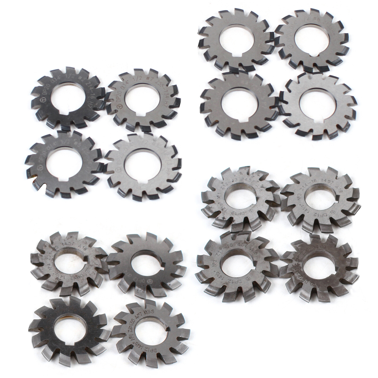 8Pcs Involute Gear Cutter DP20 DP12 PA14-1/2 HSS 8H Set 14.5° Tool Dia 55mm